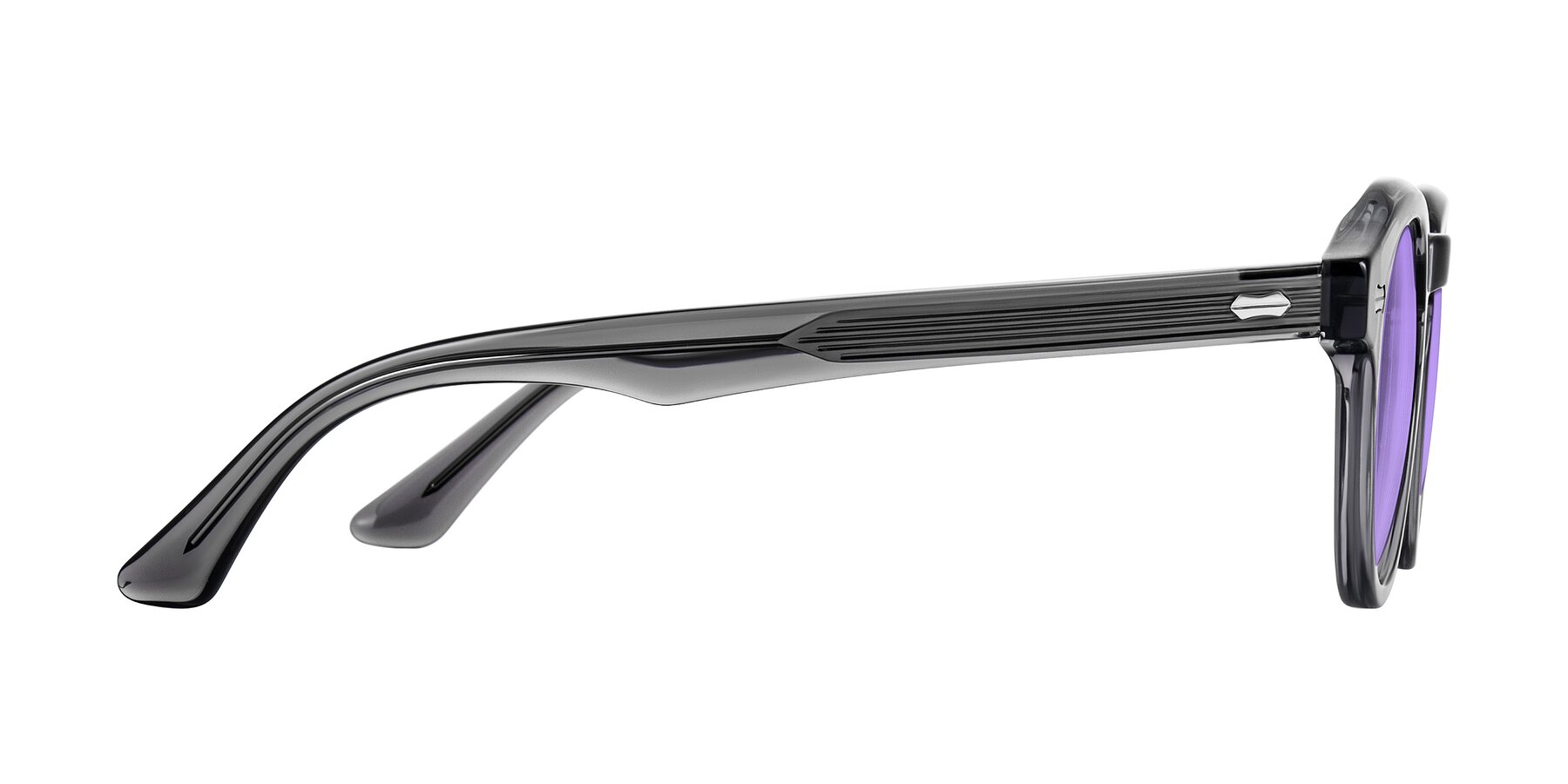 Side of Aloul in Gray with Medium Purple Tinted Lenses