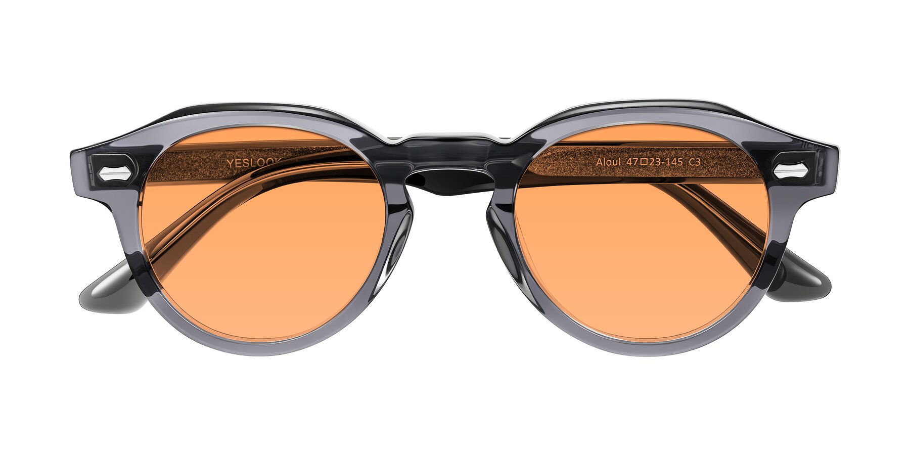 Folded Front of Aloul in Gray with Medium Orange Tinted Lenses