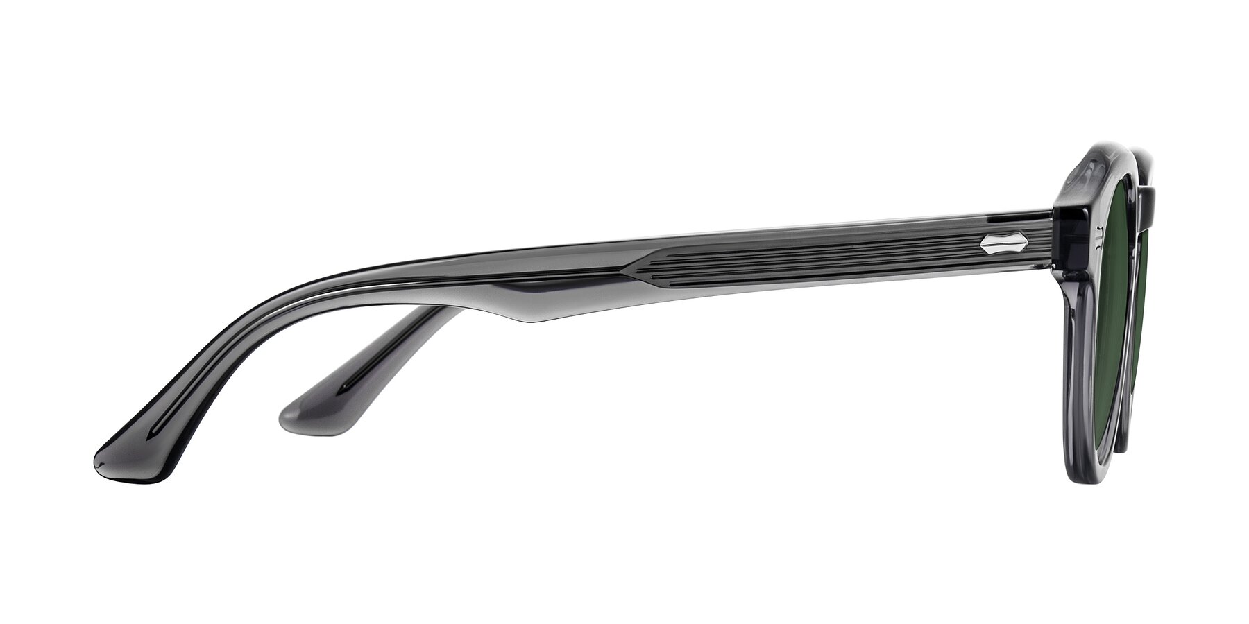 Side of Aloul in Gray with Green Tinted Lenses