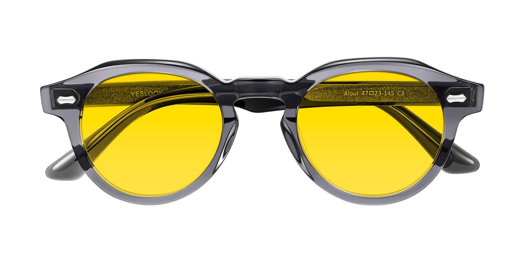 Folded Front of Aloul in Gray with Yellow Tinted Lenses