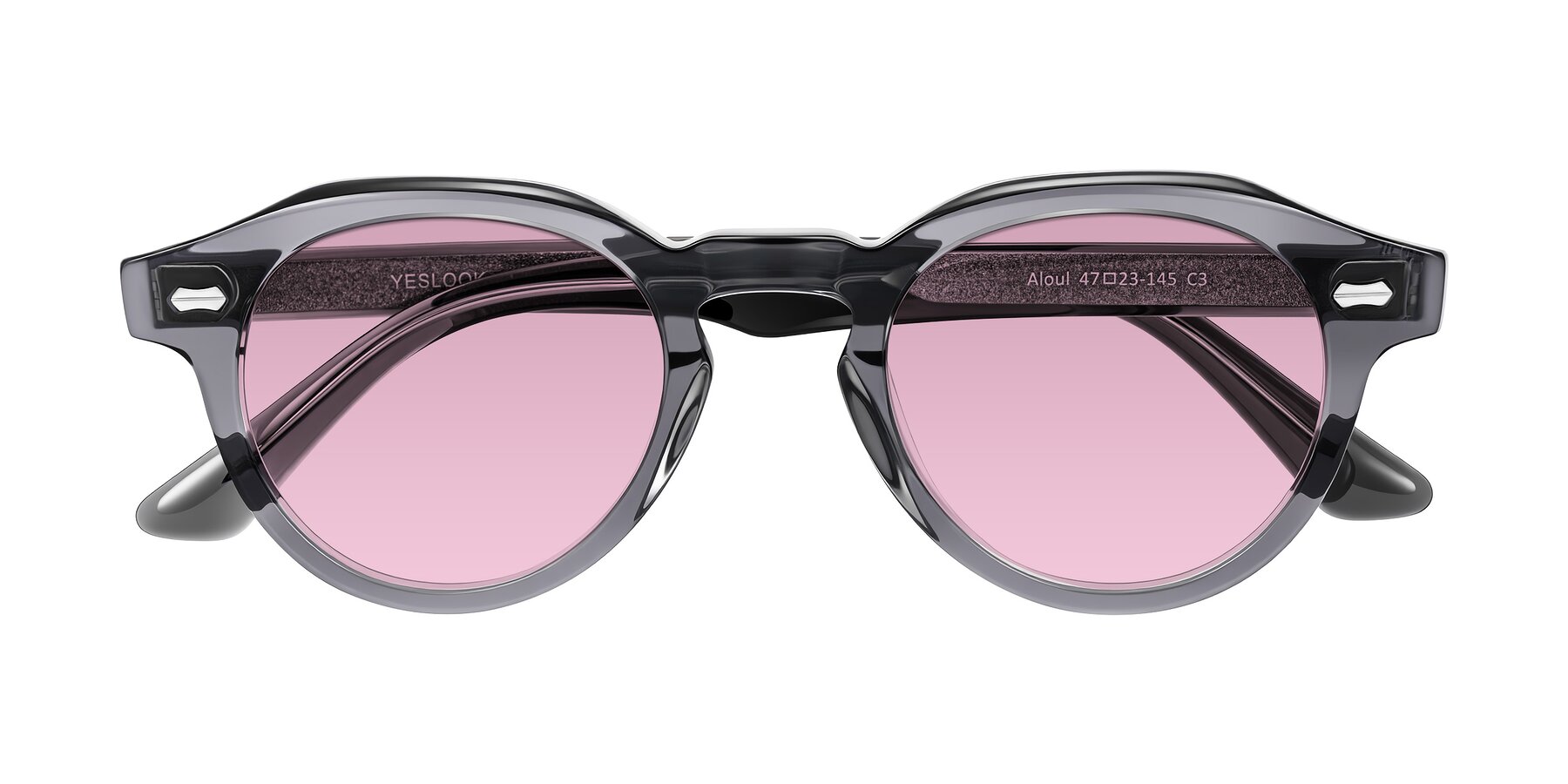 Folded Front of Aloul in Gray with Light Wine Tinted Lenses