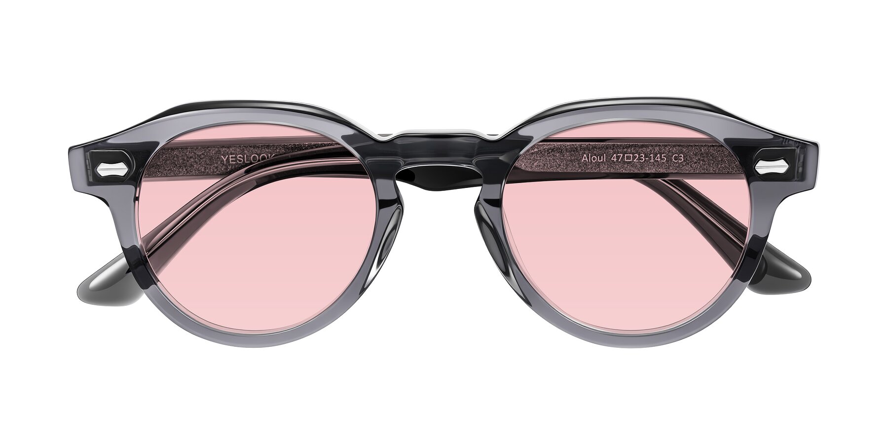 Folded Front of Aloul in Gray with Light Garnet Tinted Lenses