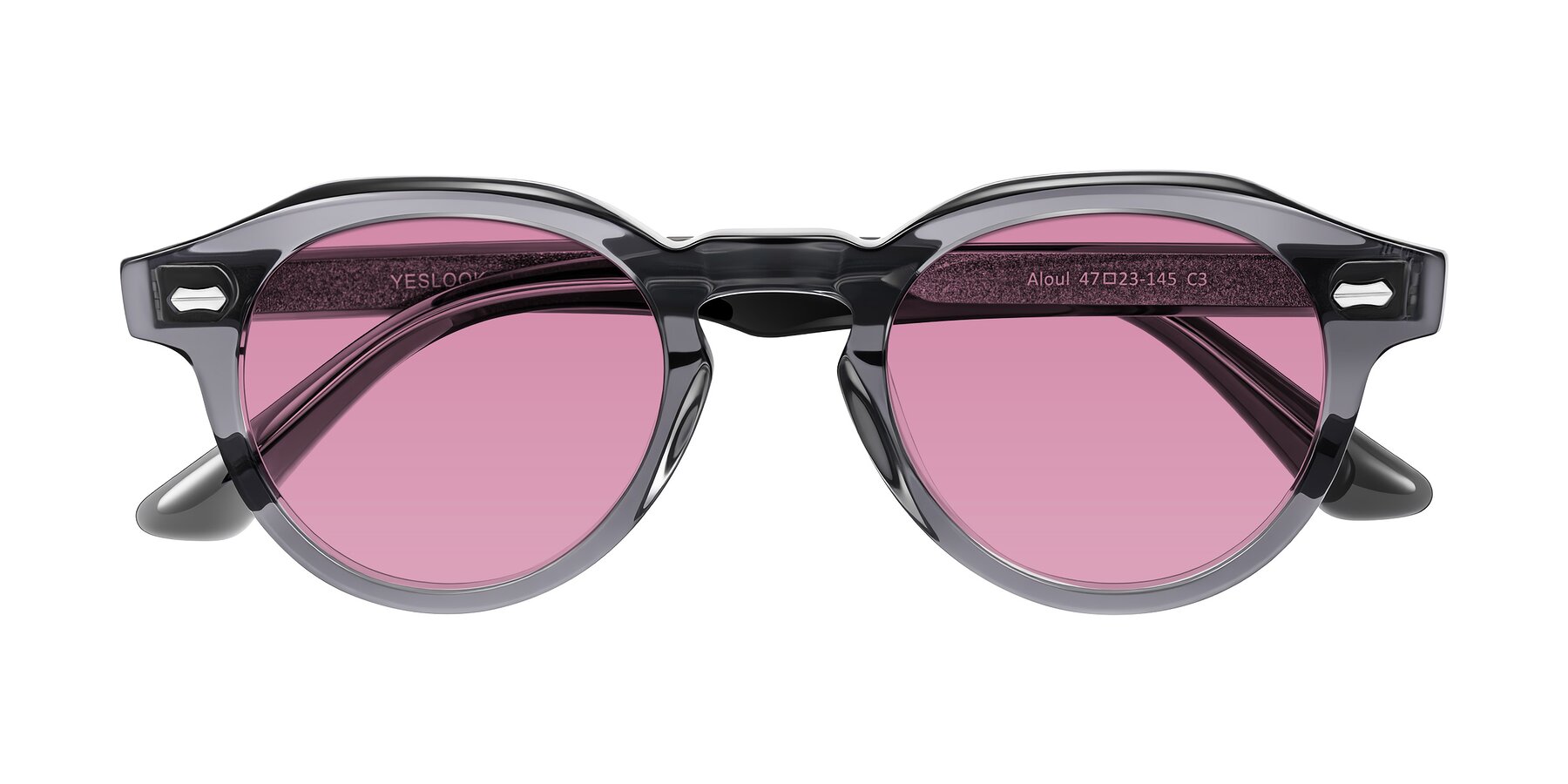 Folded Front of Aloul in Gray with Medium Wine Tinted Lenses