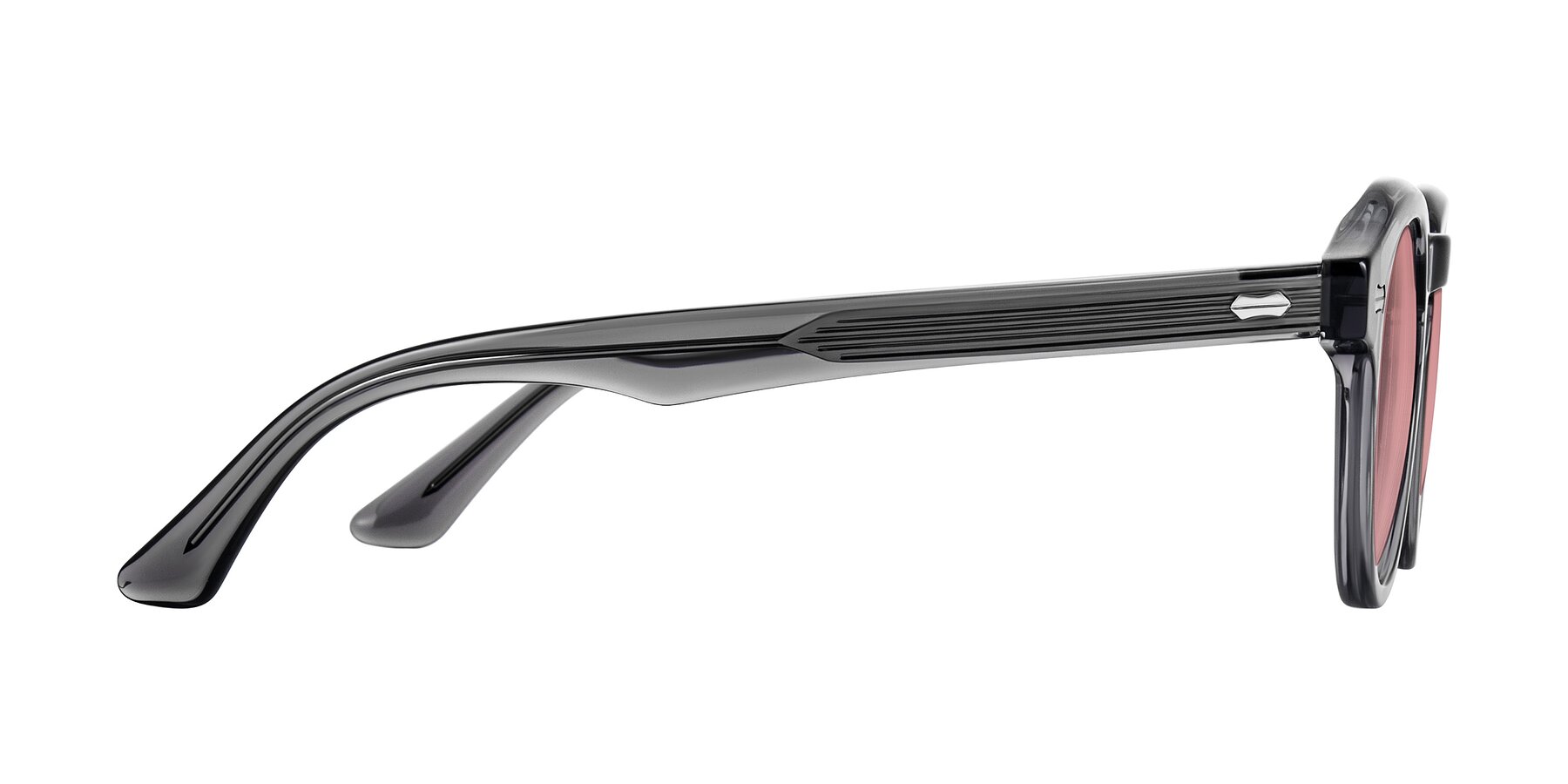 Side of Aloul in Gray with Medium Garnet Tinted Lenses