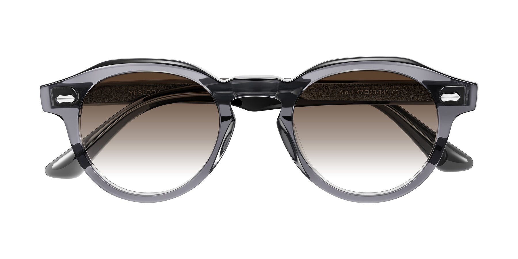 Folded Front of Aloul in Gray with Brown Gradient Lenses