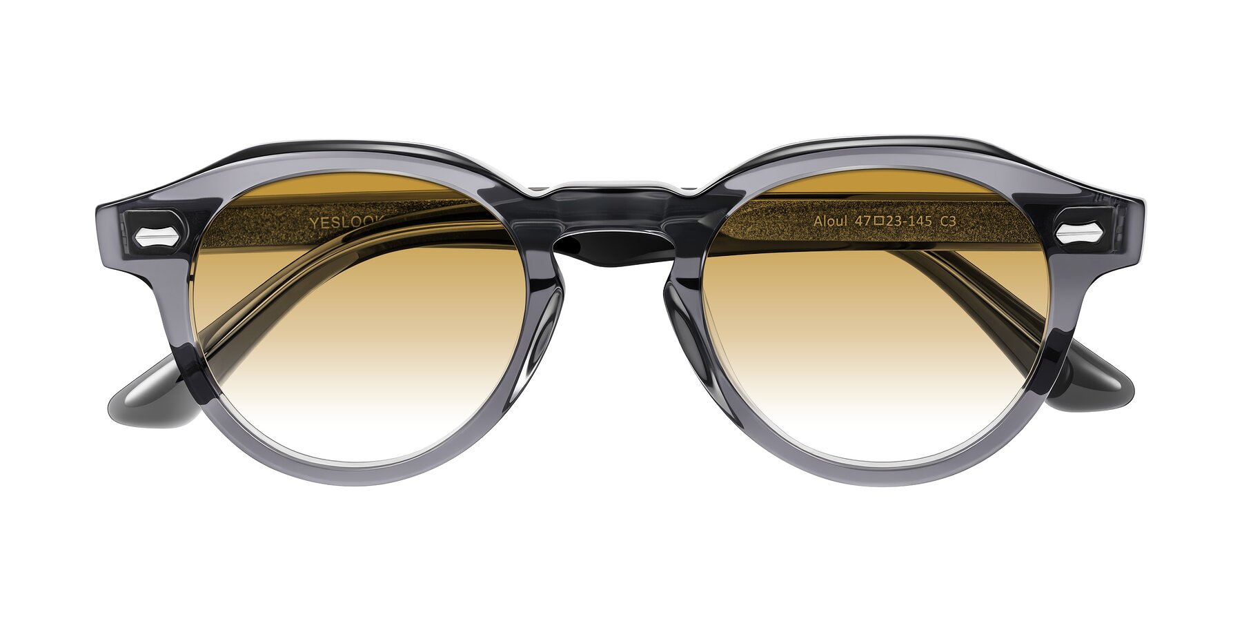 Folded Front of Aloul in Gray with Champagne Gradient Lenses