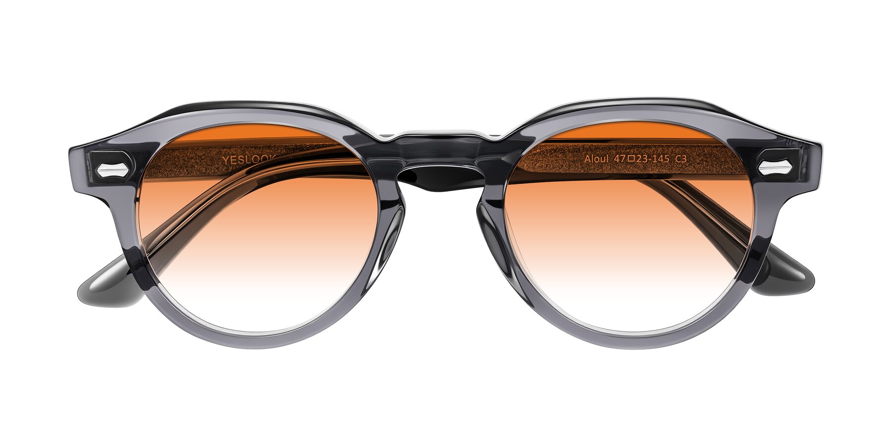 Folded Front of Aloul in Gray with Orange Gradient Lenses