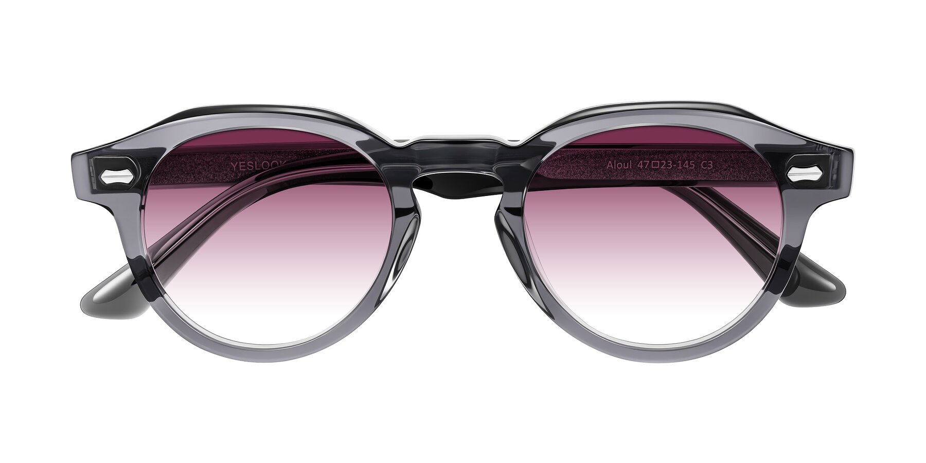 Folded Front of Aloul in Gray with Wine Gradient Lenses