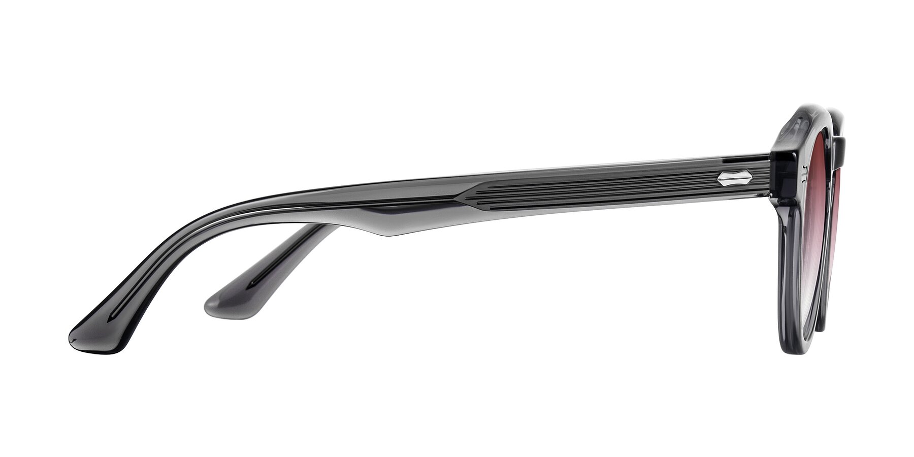 Side of Aloul in Gray with Garnet Gradient Lenses
