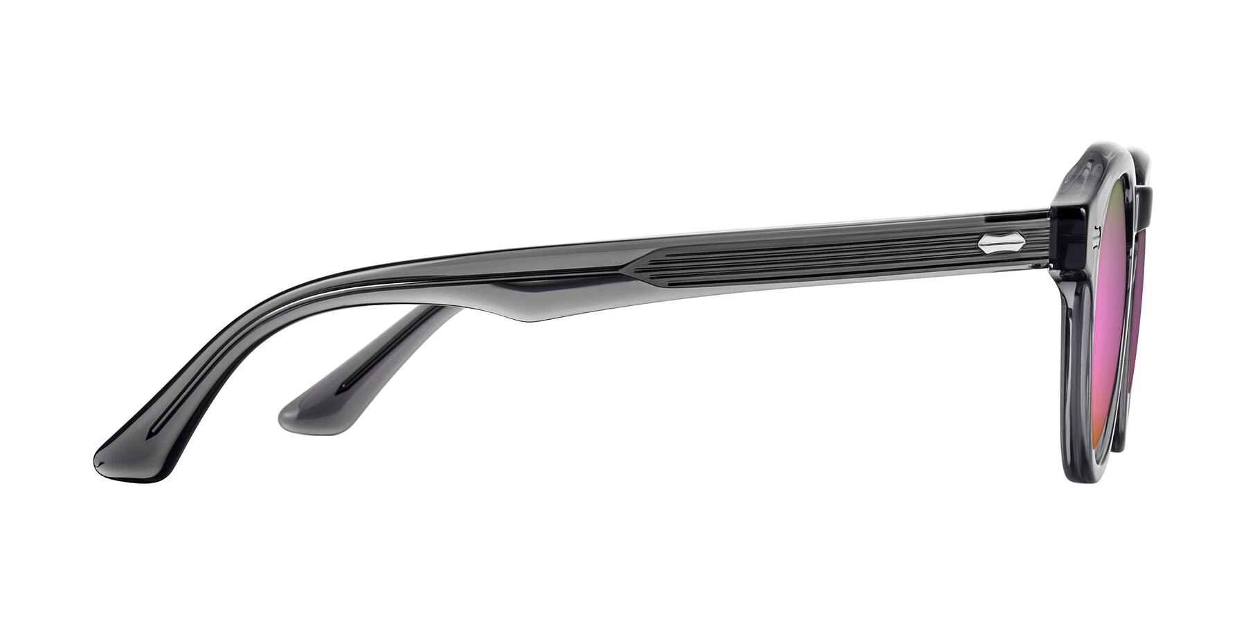Side of Aloul in Gray with Pink Mirrored Lenses