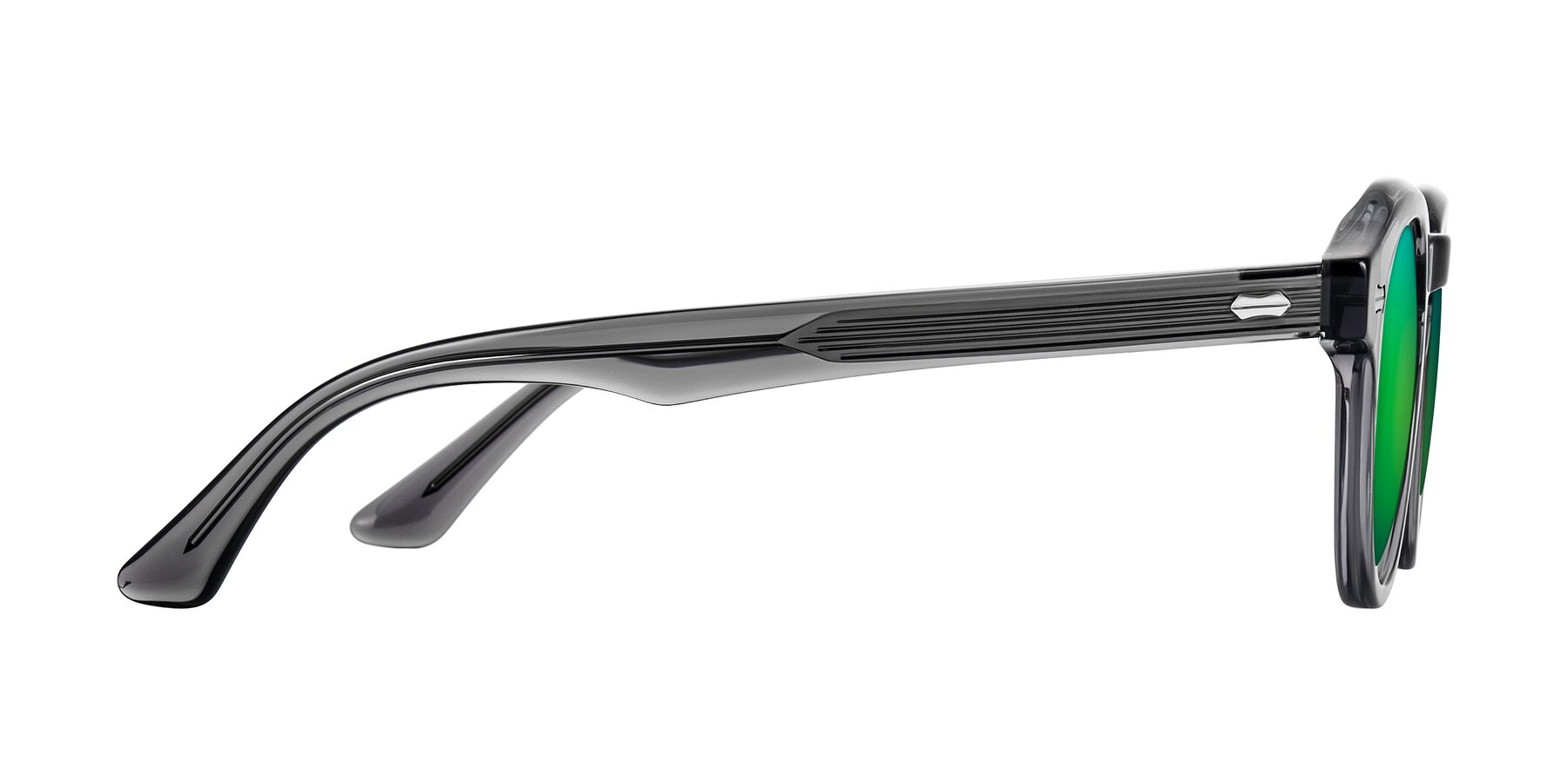 Side of Aloul in Gray with Green Mirrored Lenses