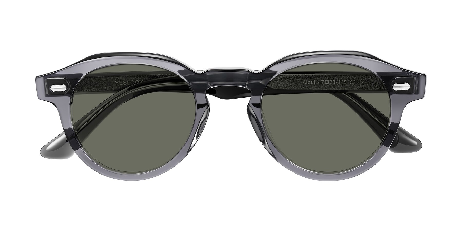 Folded Front of Aloul in Gray with Gray Polarized Lenses