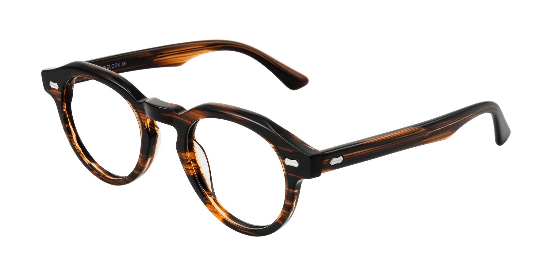 Angle of Aloul in Brown Striped with Clear Eyeglass Lenses