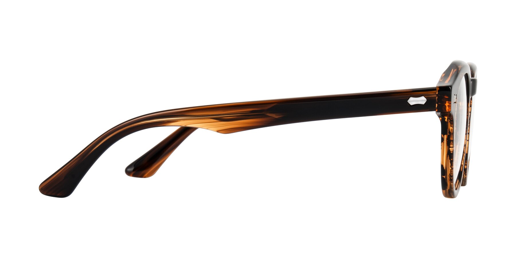 Side of Aloul in Brown Striped with Clear Eyeglass Lenses