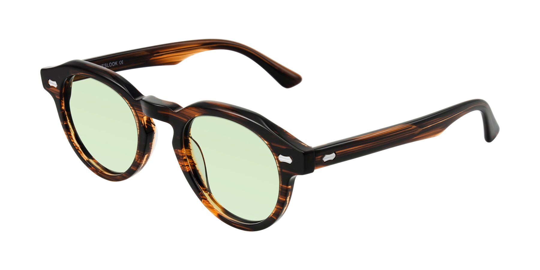 Angle of Aloul in Brown Striped with Light Green Tinted Lenses