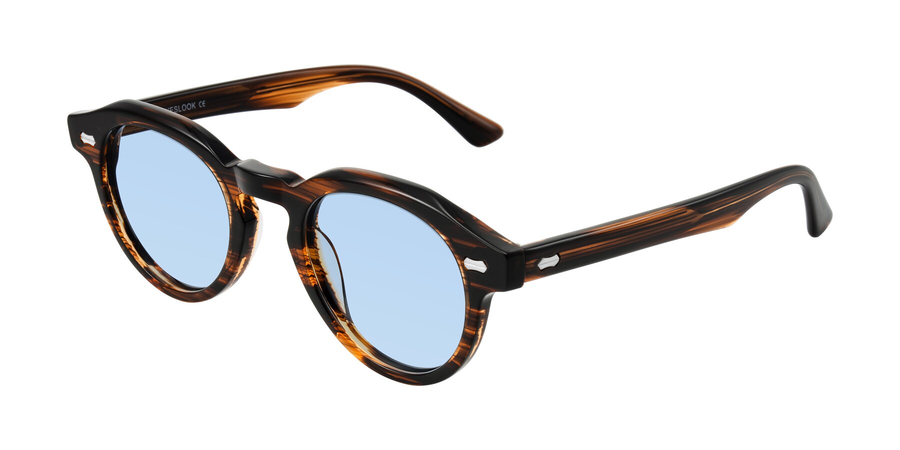 Angle of Aloul in Brown Striped with Light Blue Tinted Lenses