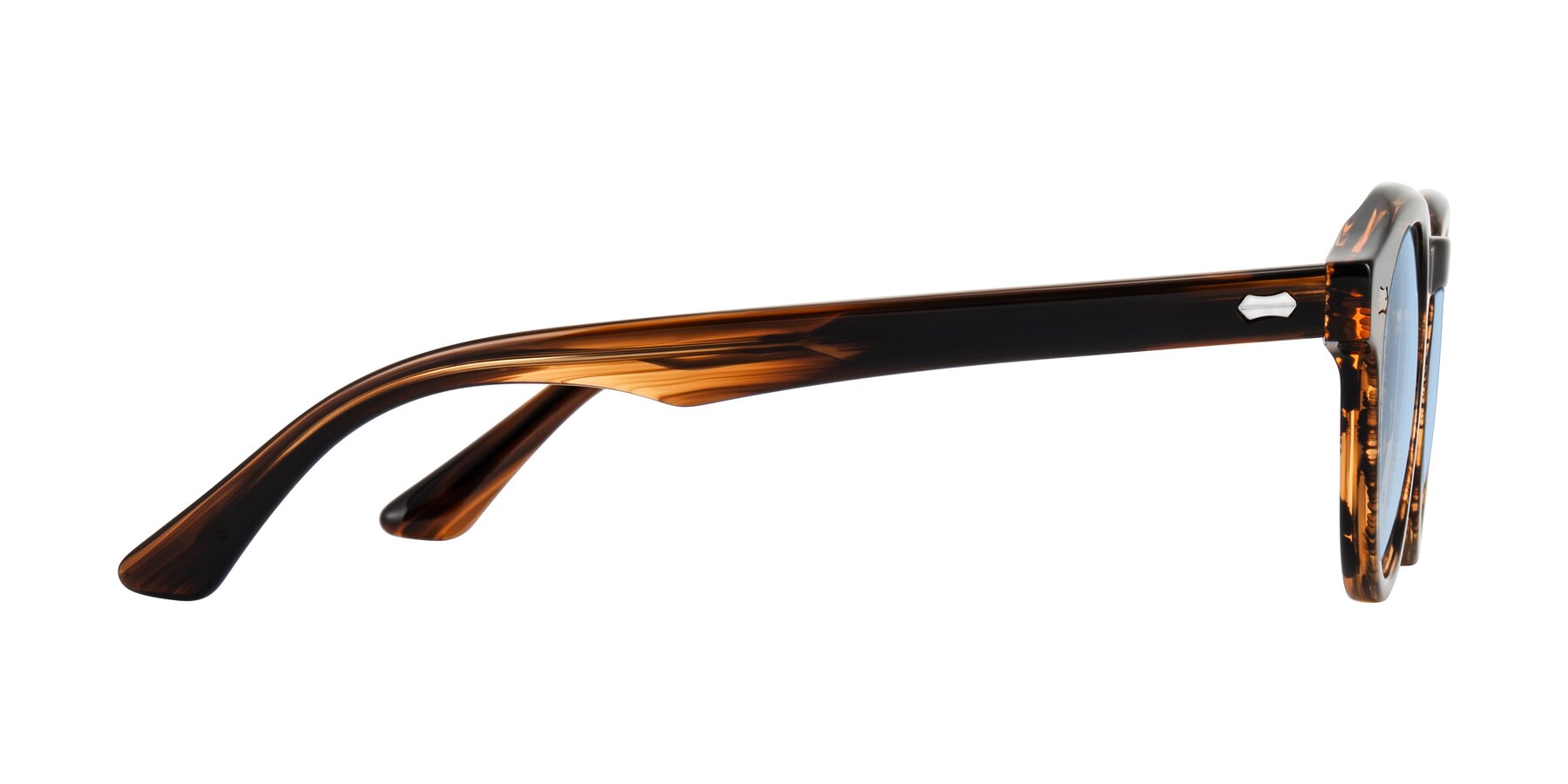 Side of Aloul in Brown Striped with Light Blue Tinted Lenses