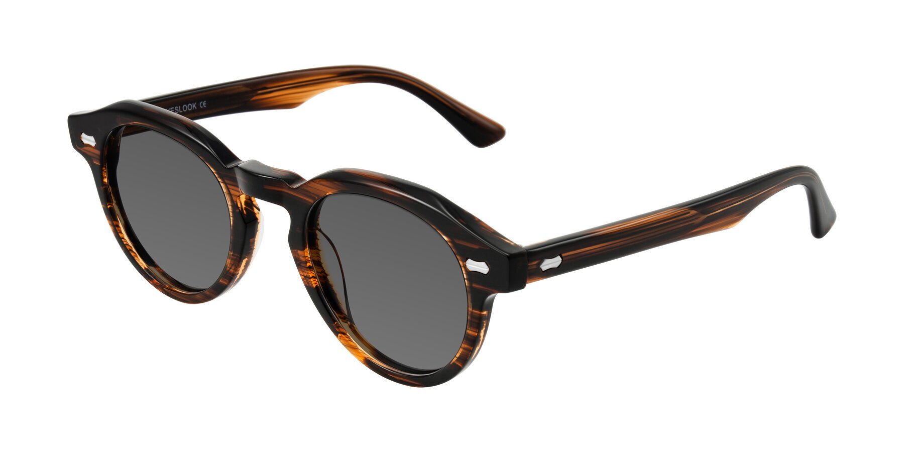 Angle of Aloul in Brown Striped with Medium Gray Tinted Lenses