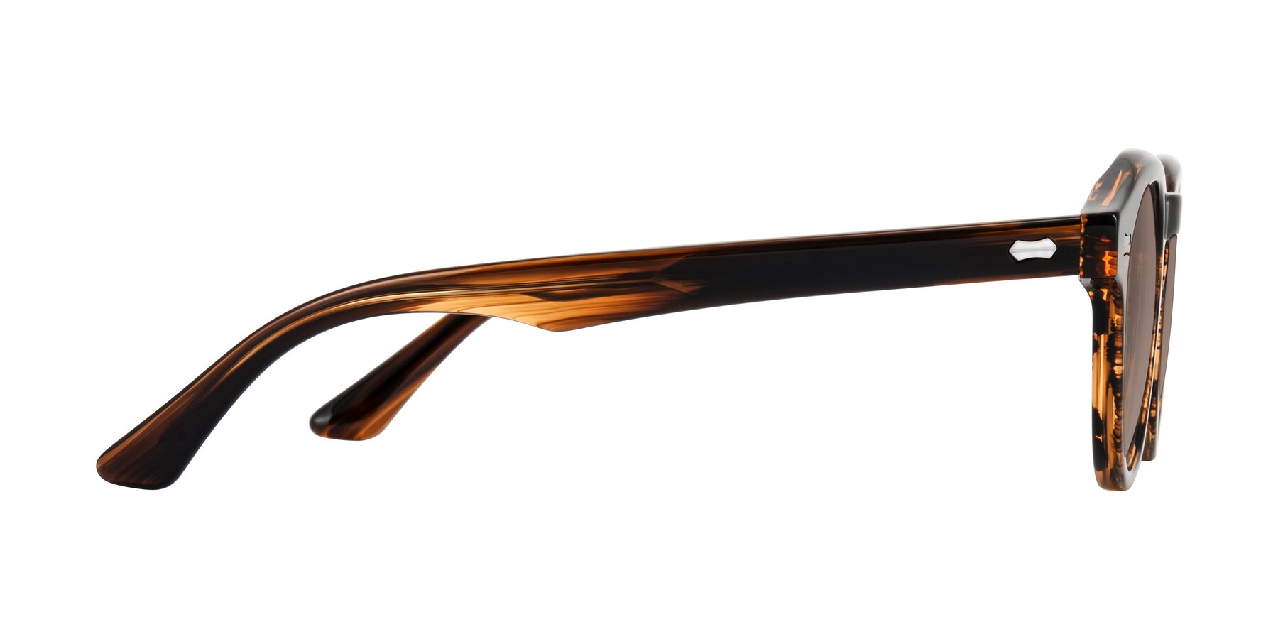 Side of Aloul in Brown Striped with Medium Brown Tinted Lenses