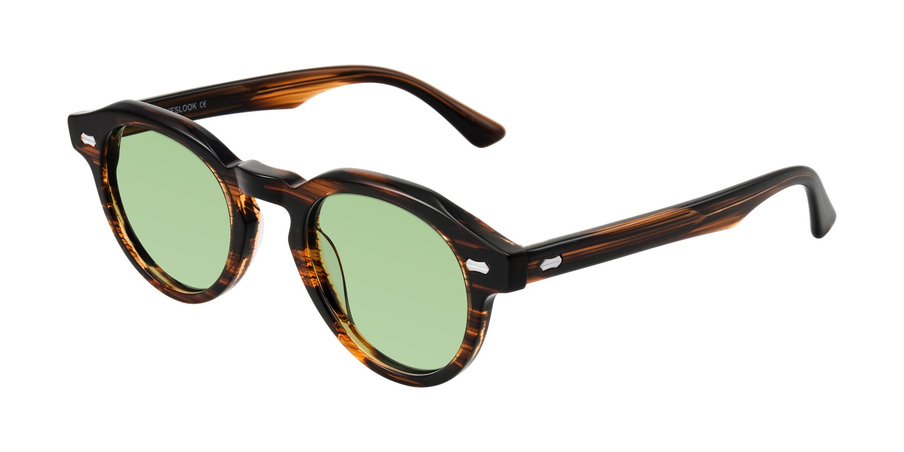 Angle of Aloul in Brown Striped with Medium Green Tinted Lenses