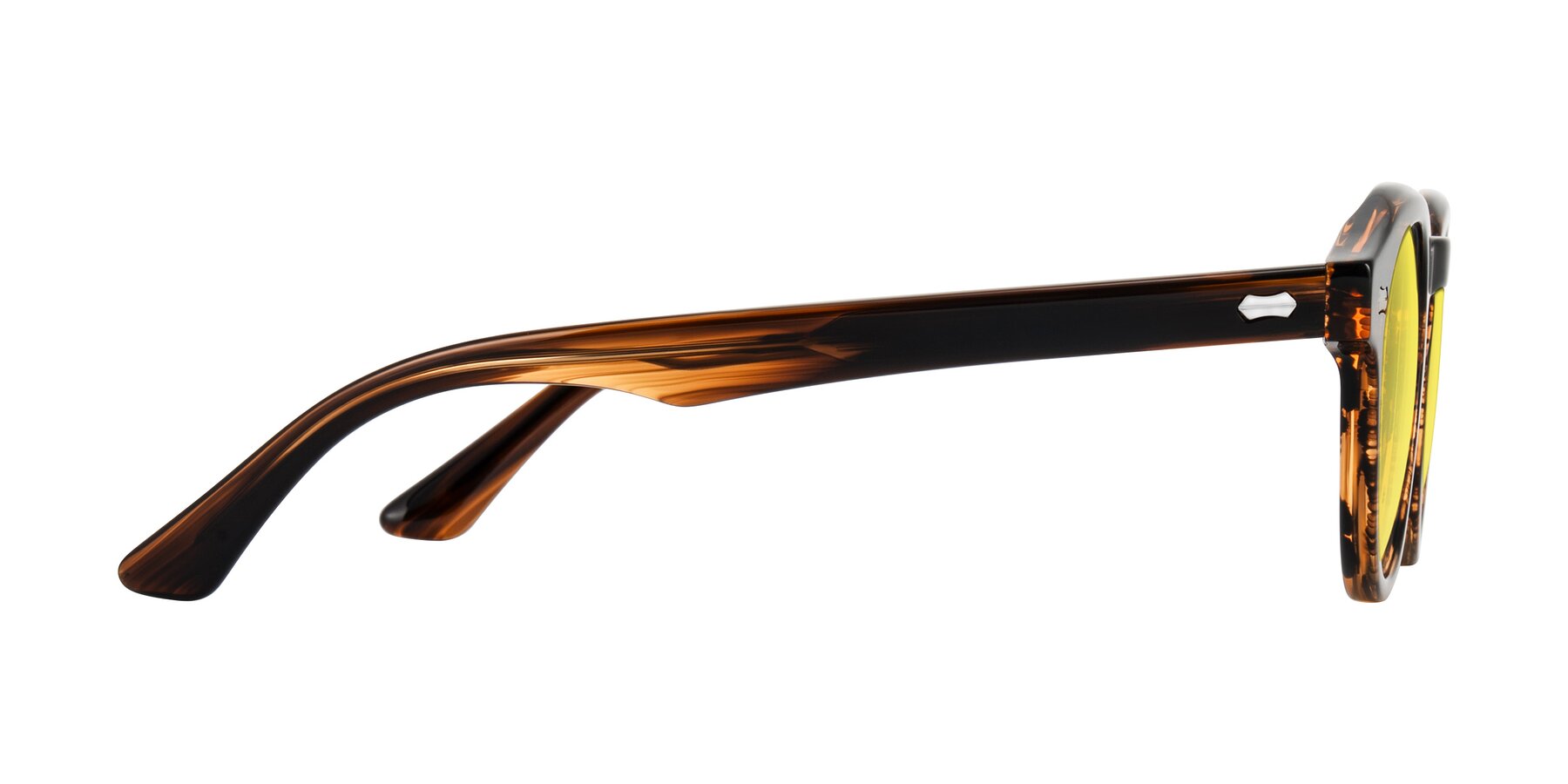 Side of Aloul in Brown Striped with Medium Yellow Tinted Lenses