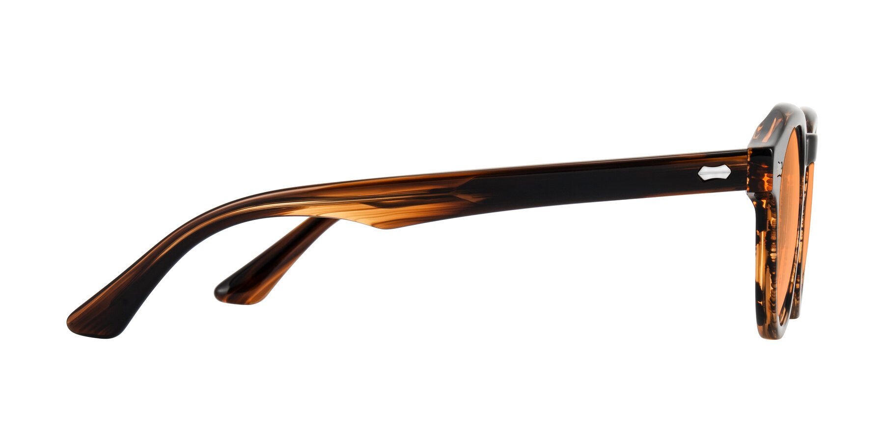 Side of Aloul in Brown Striped with Medium Orange Tinted Lenses