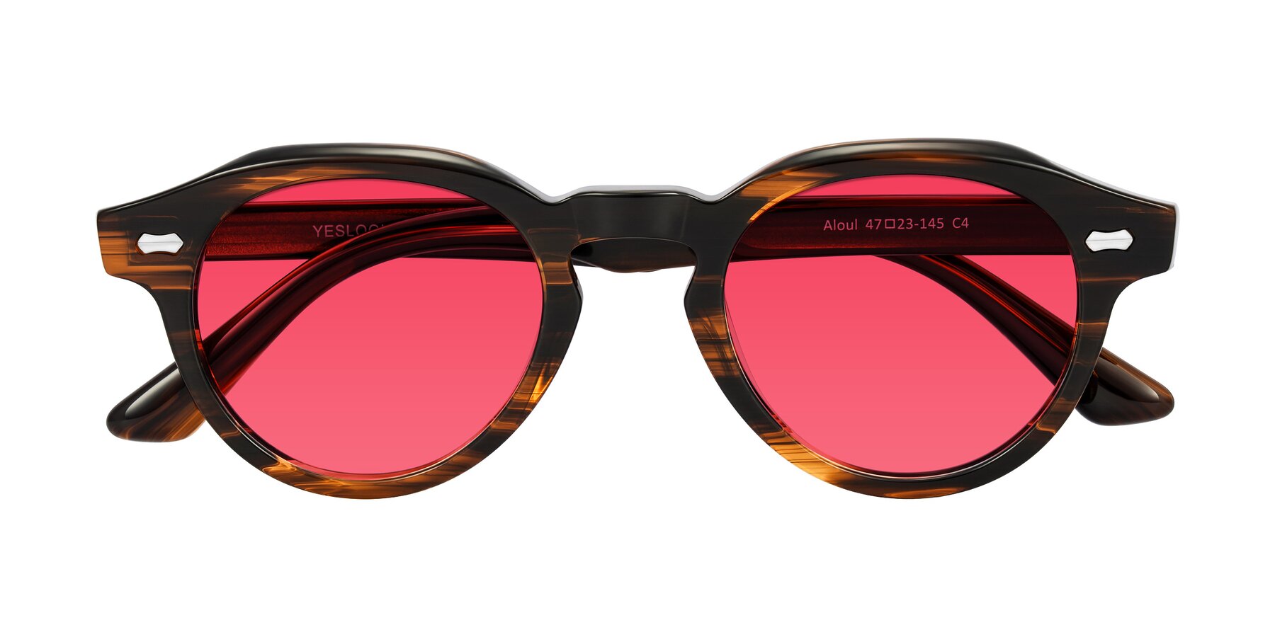 Folded Front of Aloul in Brown Striped with Red Tinted Lenses
