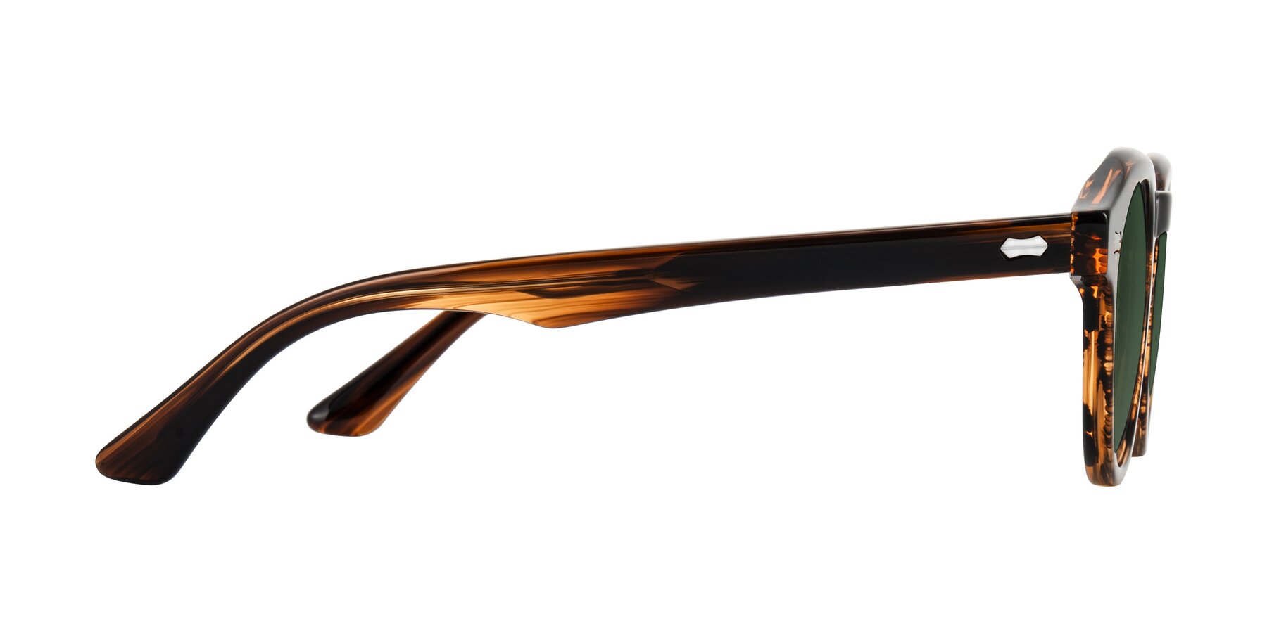 Side of Aloul in Brown Striped with Green Tinted Lenses