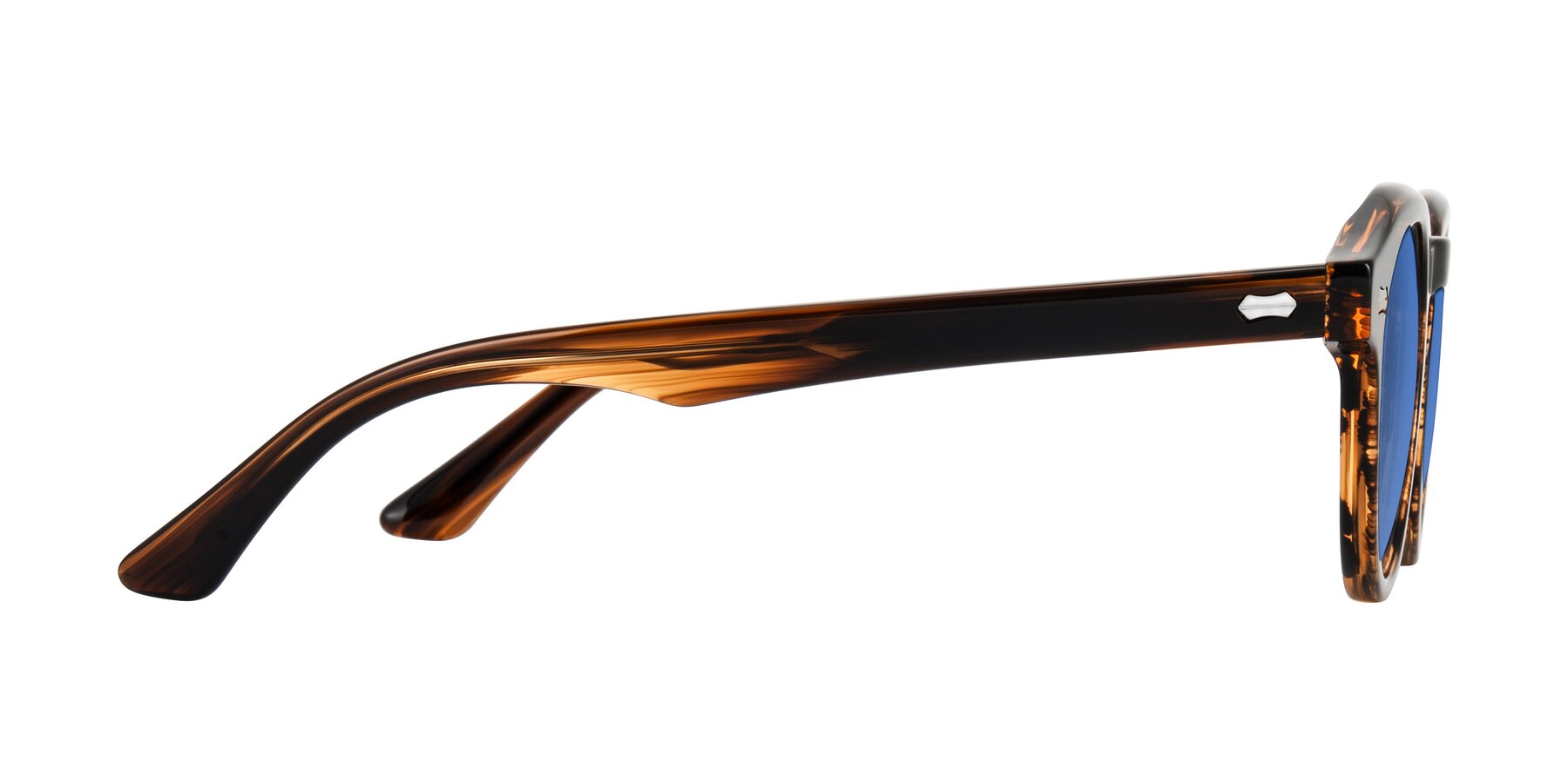 Side of Aloul in Brown Striped with Blue Tinted Lenses