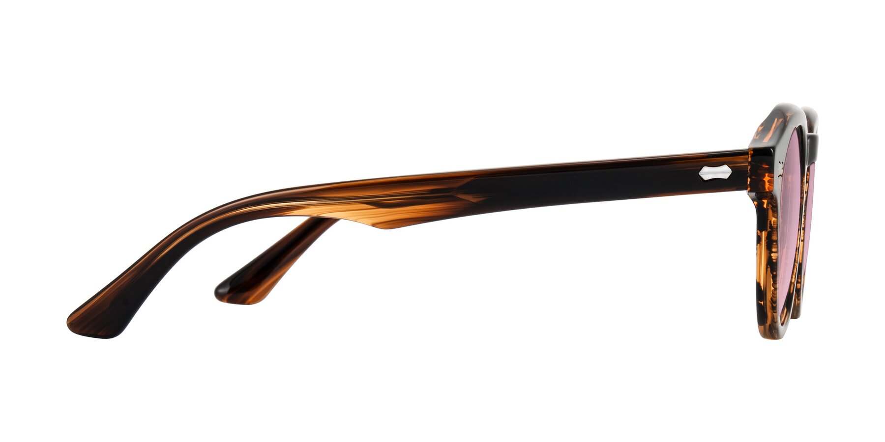 Side of Aloul in Brown Striped with Light Wine Tinted Lenses