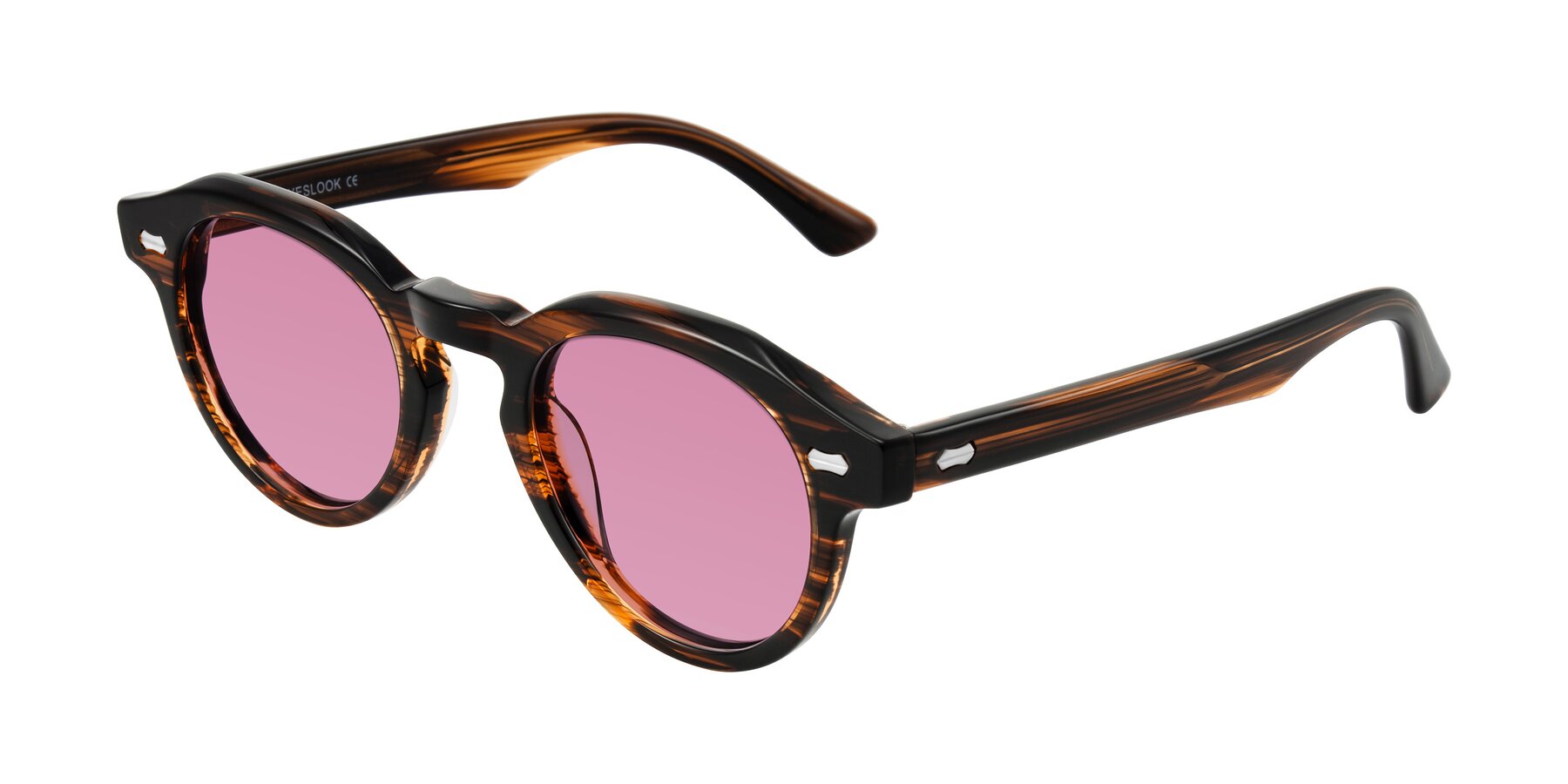 Angle of Aloul in Brown Striped with Medium Wine Tinted Lenses
