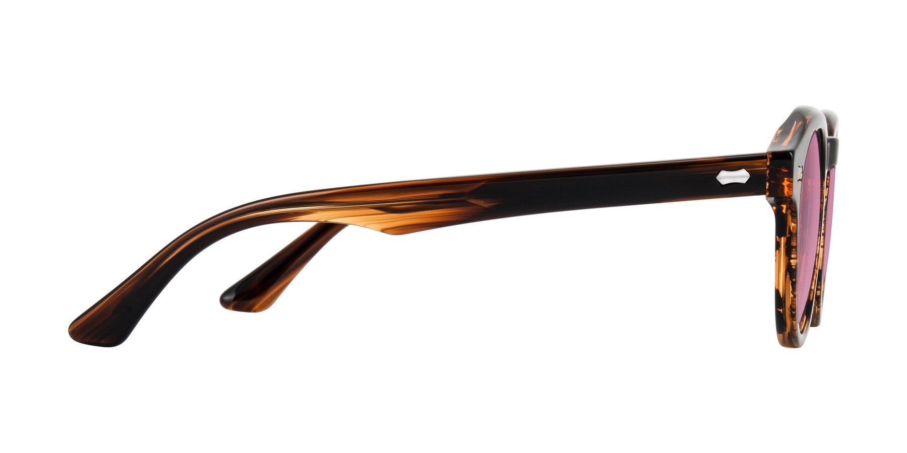 Side of Aloul in Brown Striped with Medium Wine Tinted Lenses