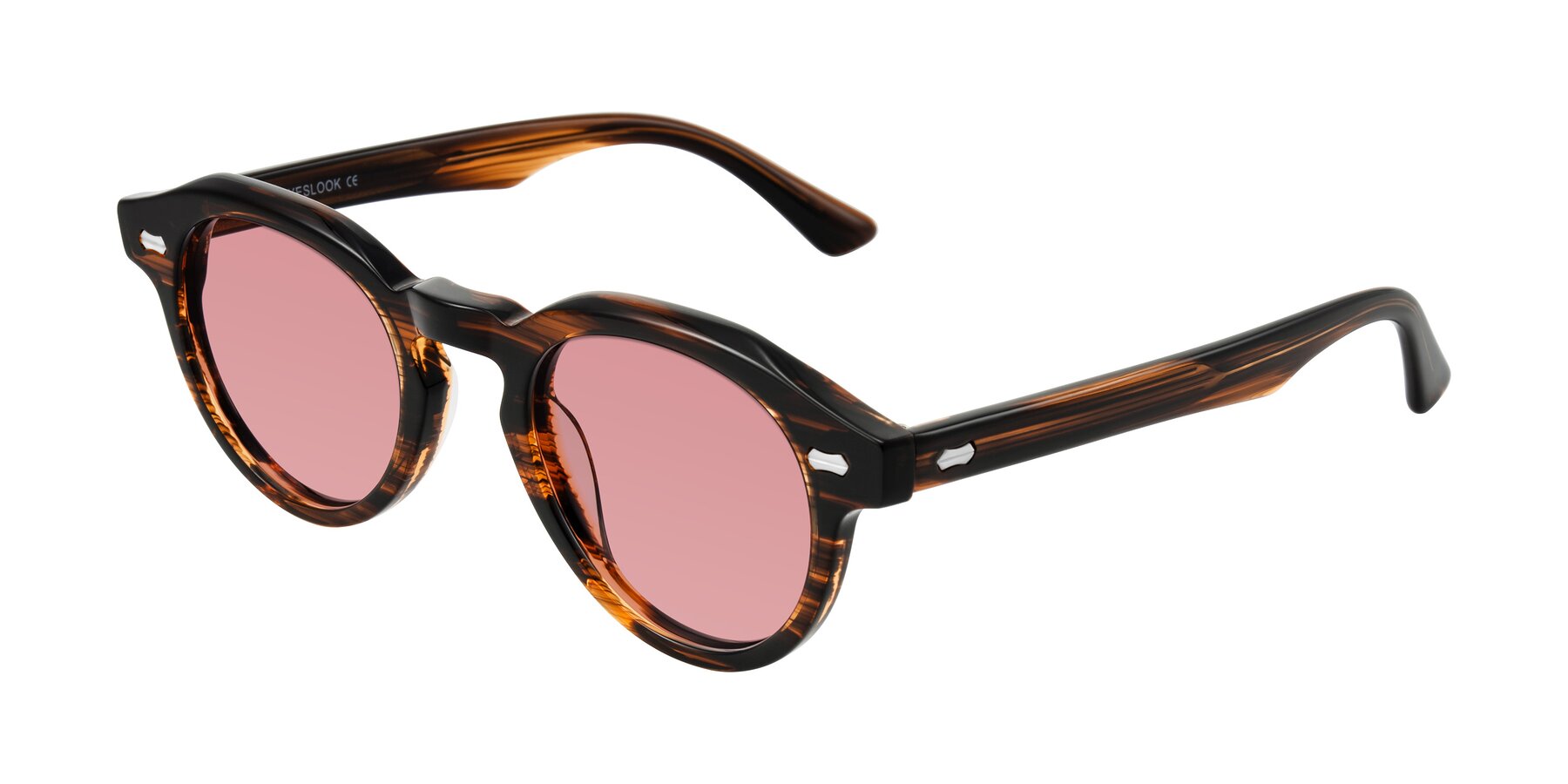 Angle of Aloul in Brown Striped with Medium Garnet Tinted Lenses