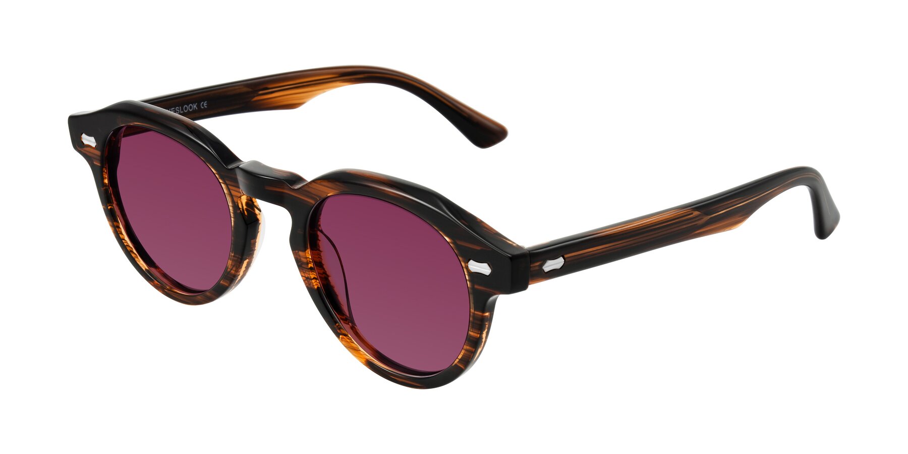 Angle of Aloul in Brown Striped with Wine Tinted Lenses