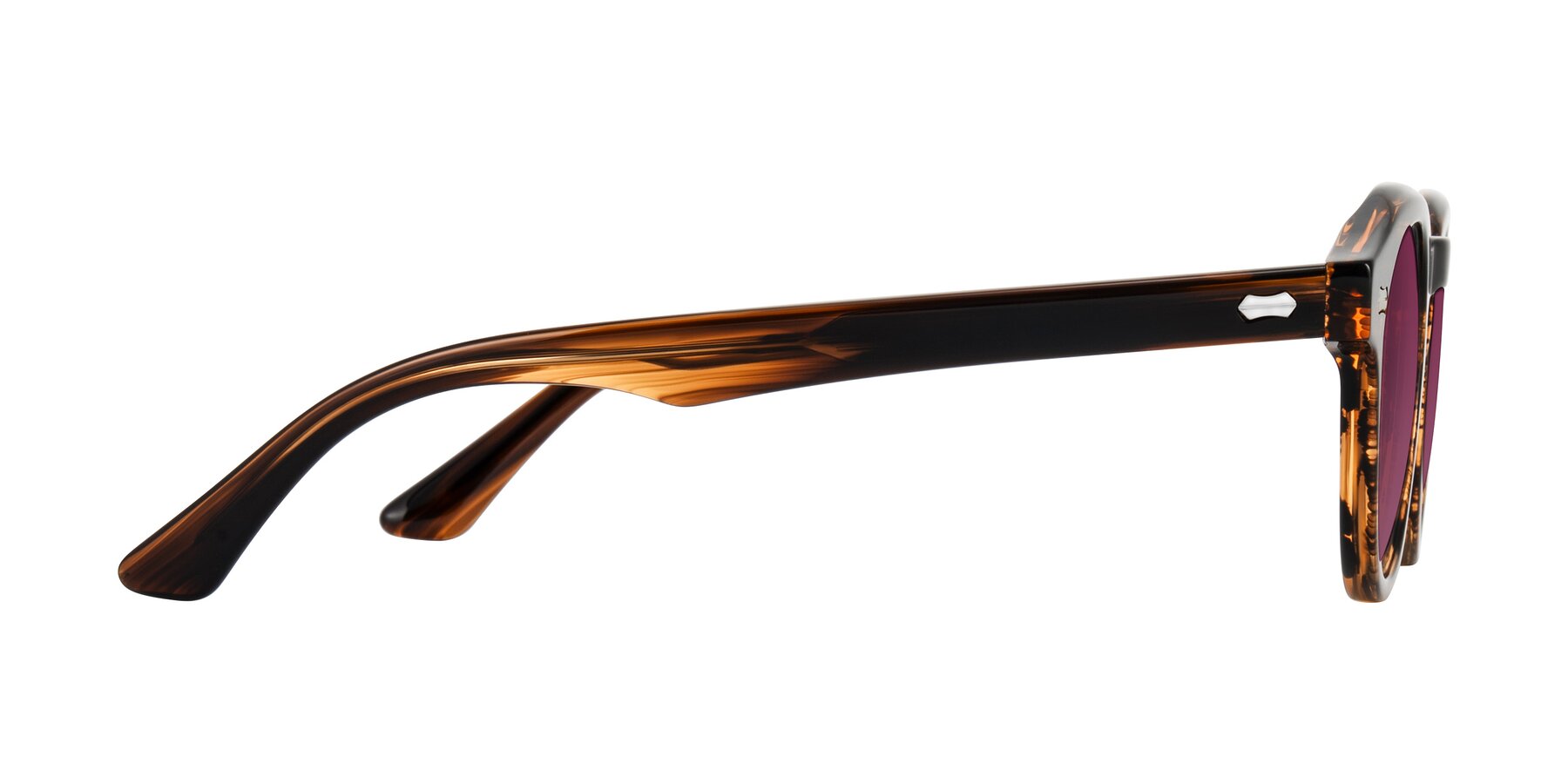 Side of Aloul in Brown Striped with Wine Tinted Lenses