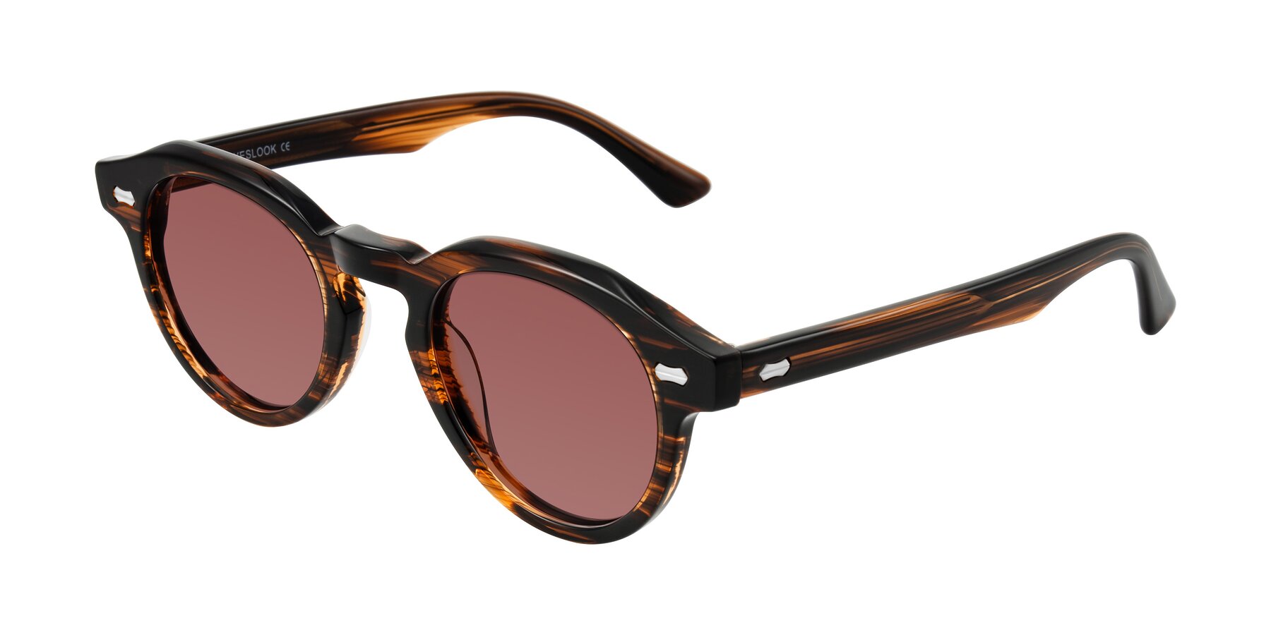 Angle of Aloul in Brown Striped with Garnet Tinted Lenses