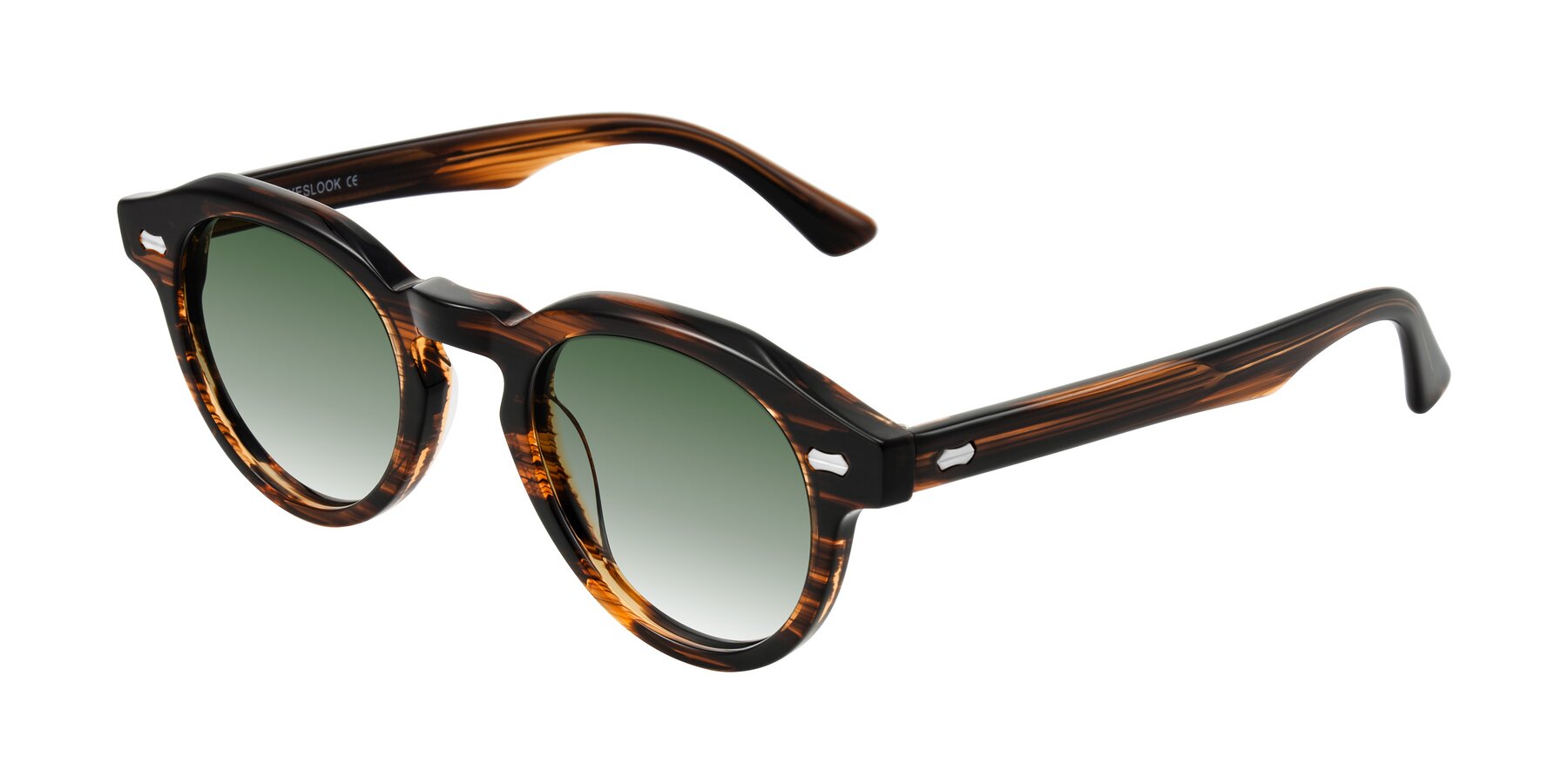 Angle of Aloul in Brown Striped with Green Gradient Lenses