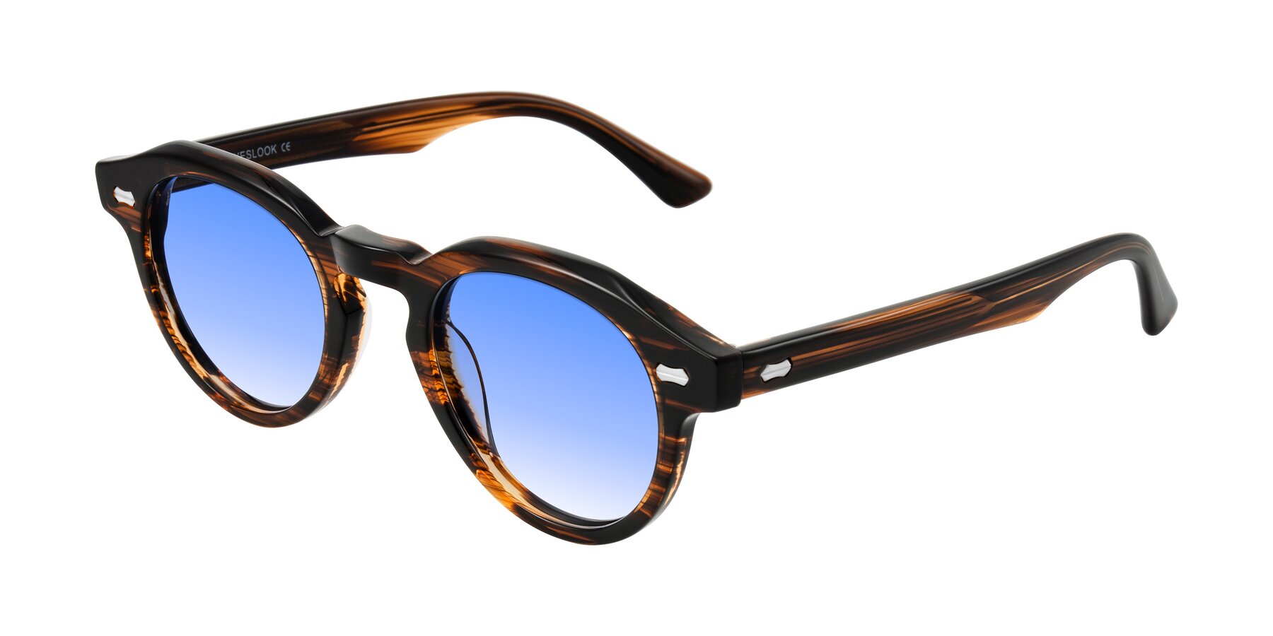 Angle of Aloul in Brown Striped with Blue Gradient Lenses