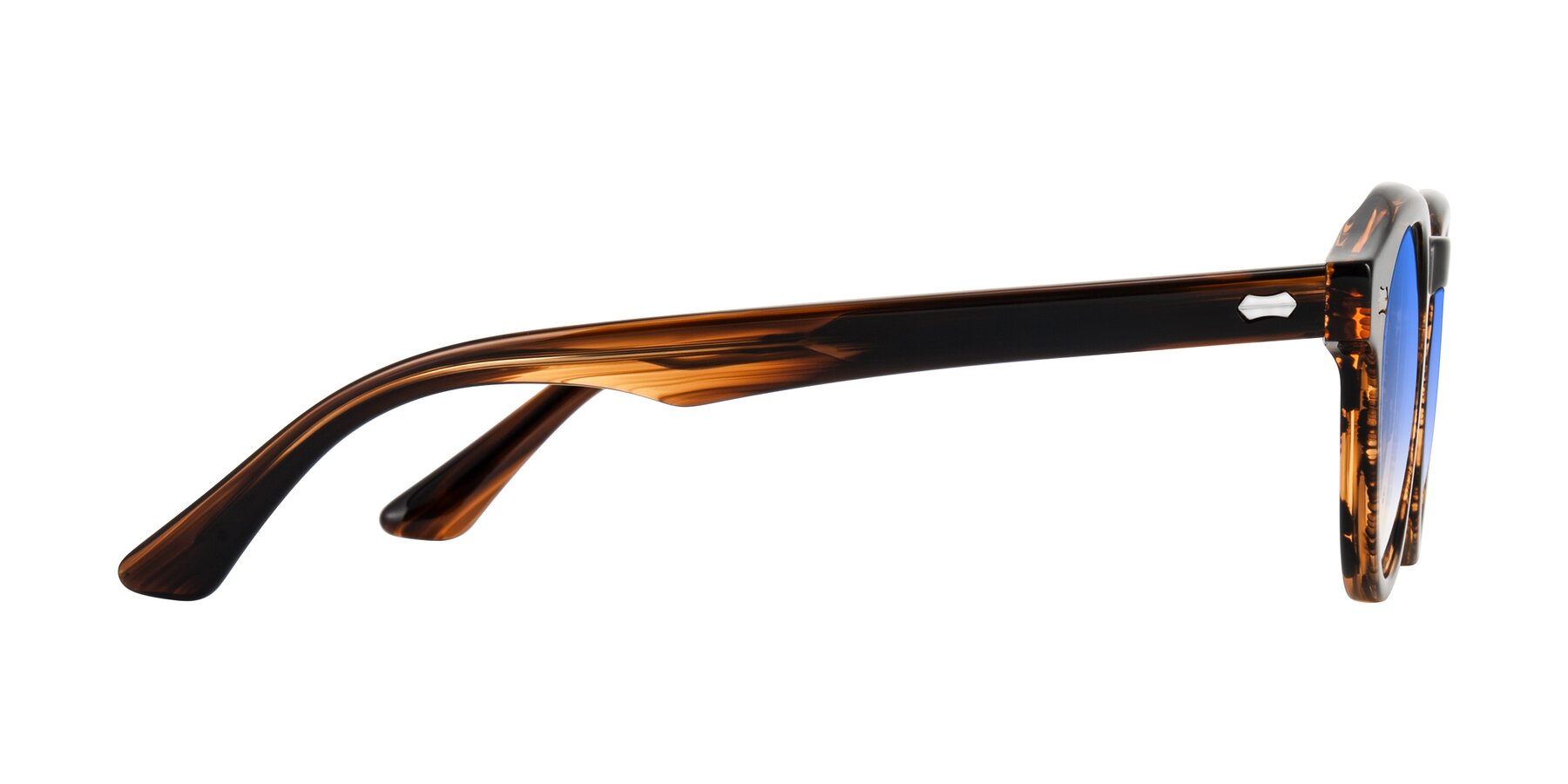 Side of Aloul in Brown Striped with Blue Gradient Lenses