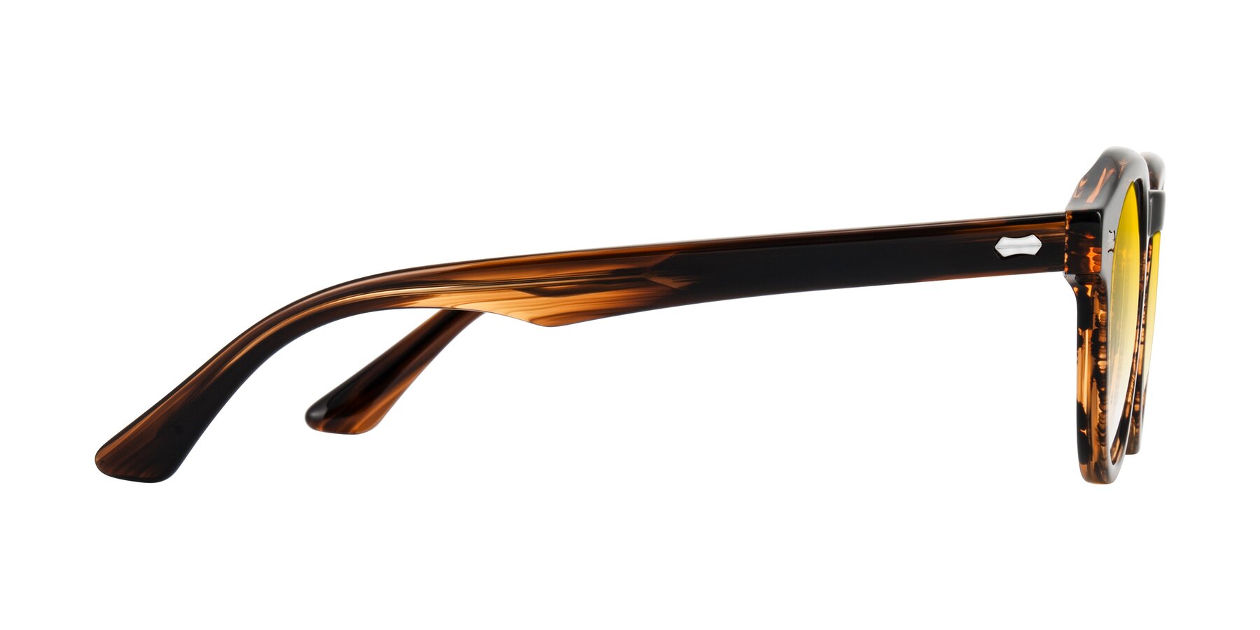 Side of Aloul in Brown Striped with Yellow Gradient Lenses
