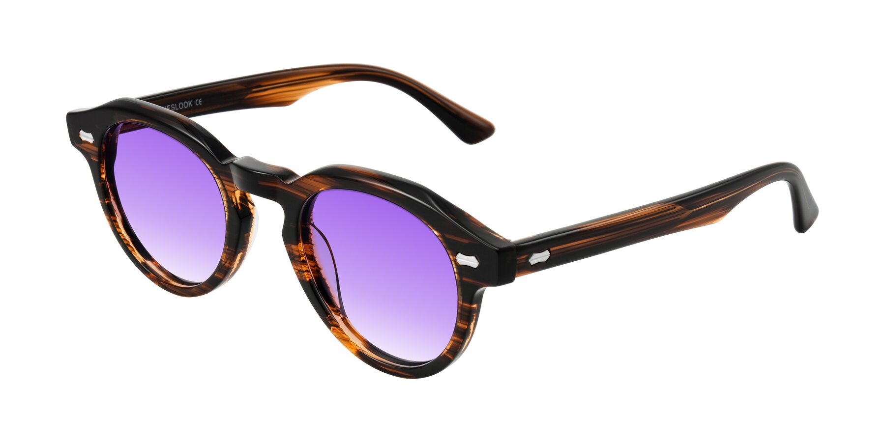 Angle of Aloul in Brown Striped with Purple Gradient Lenses