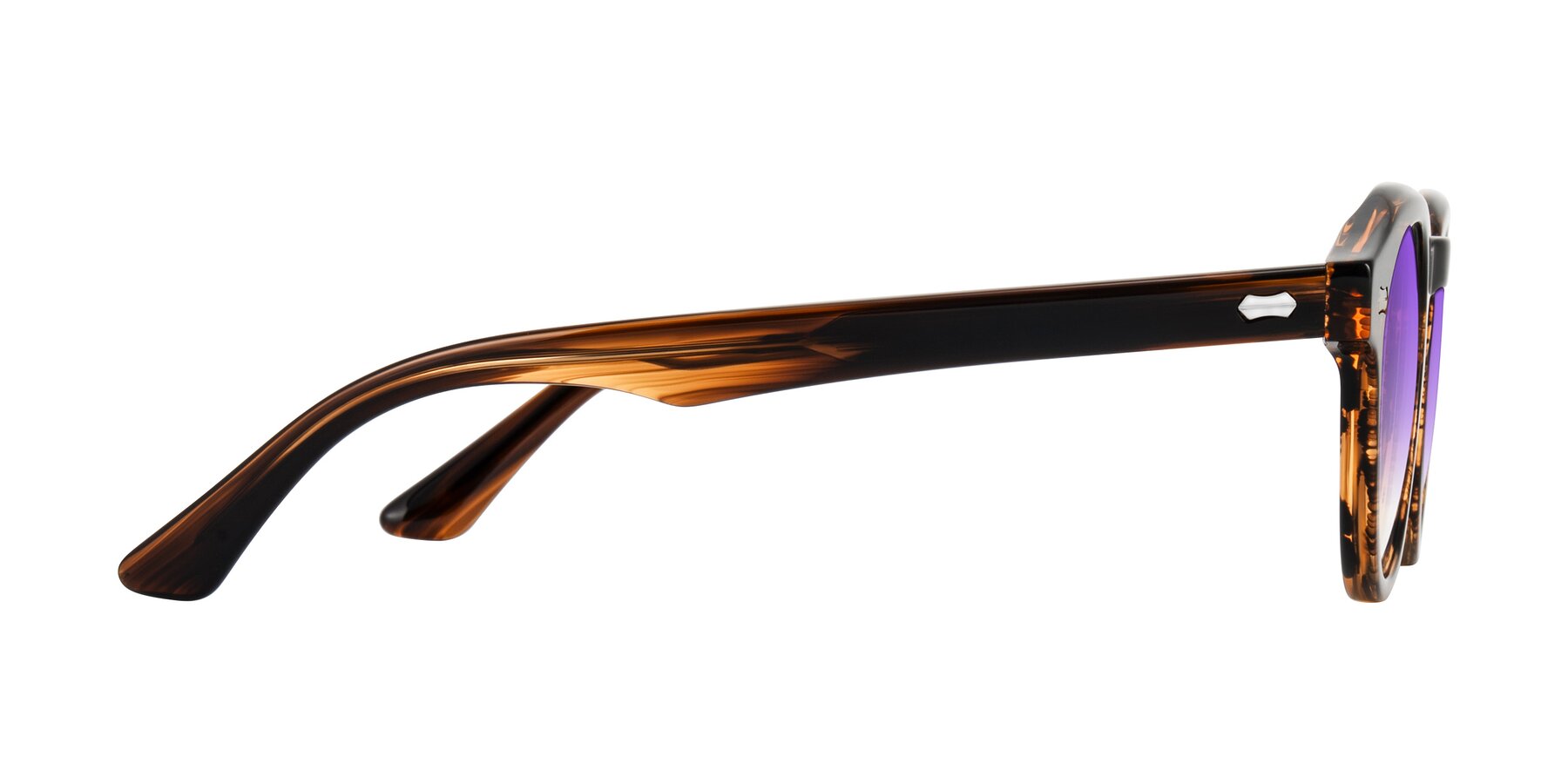 Side of Aloul in Brown Striped with Purple Gradient Lenses