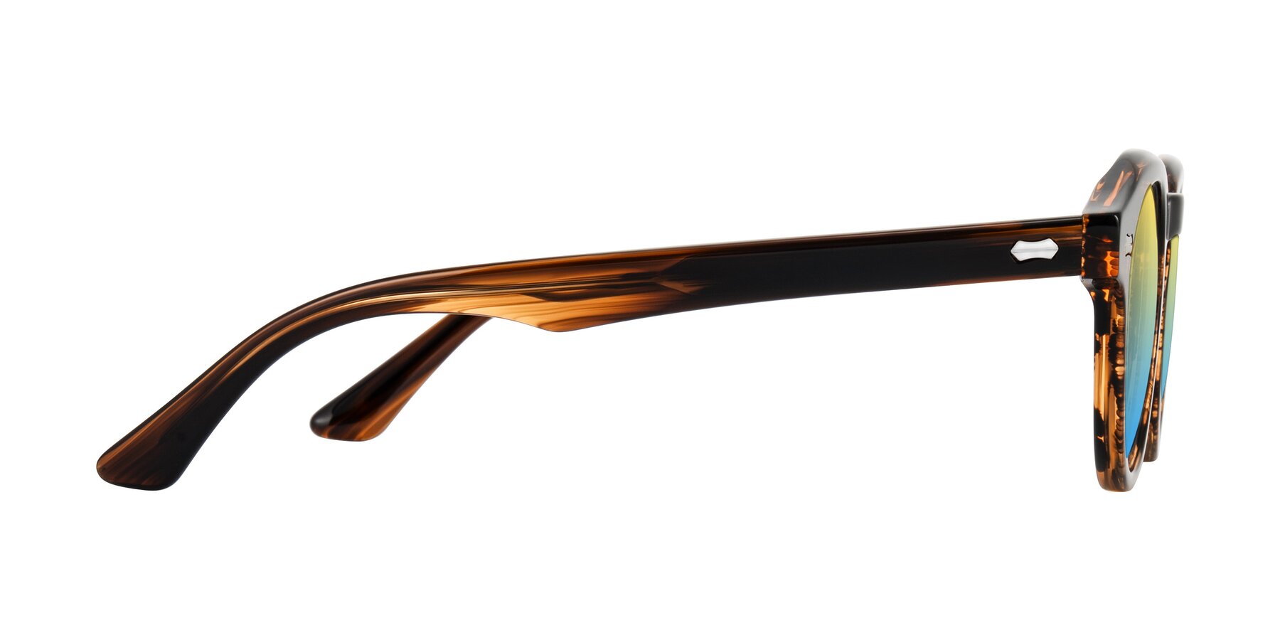 Side of Aloul in Brown Striped with Yellow / Blue Gradient Lenses