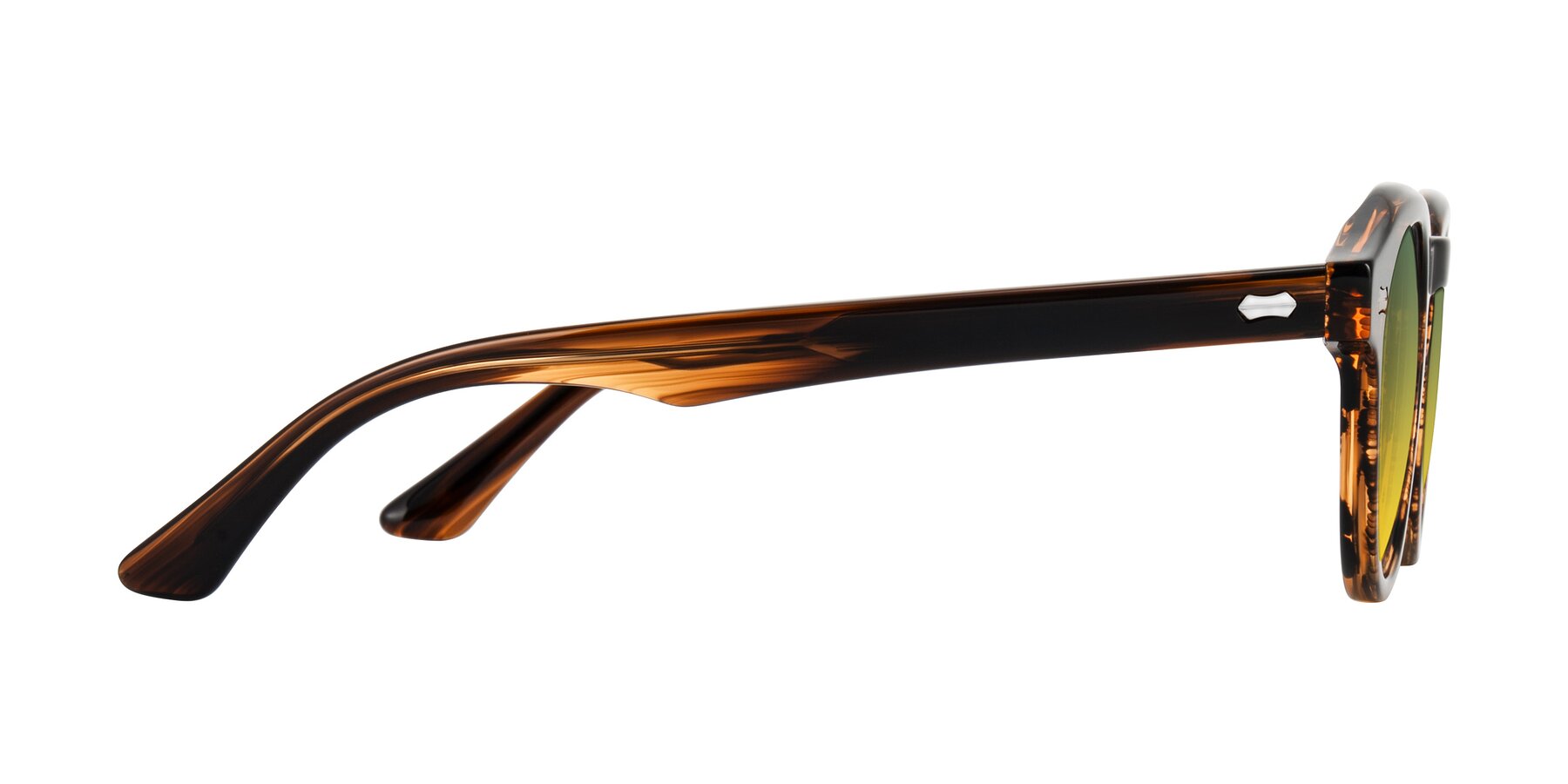Side of Aloul in Brown Striped with Green / Yellow Gradient Lenses
