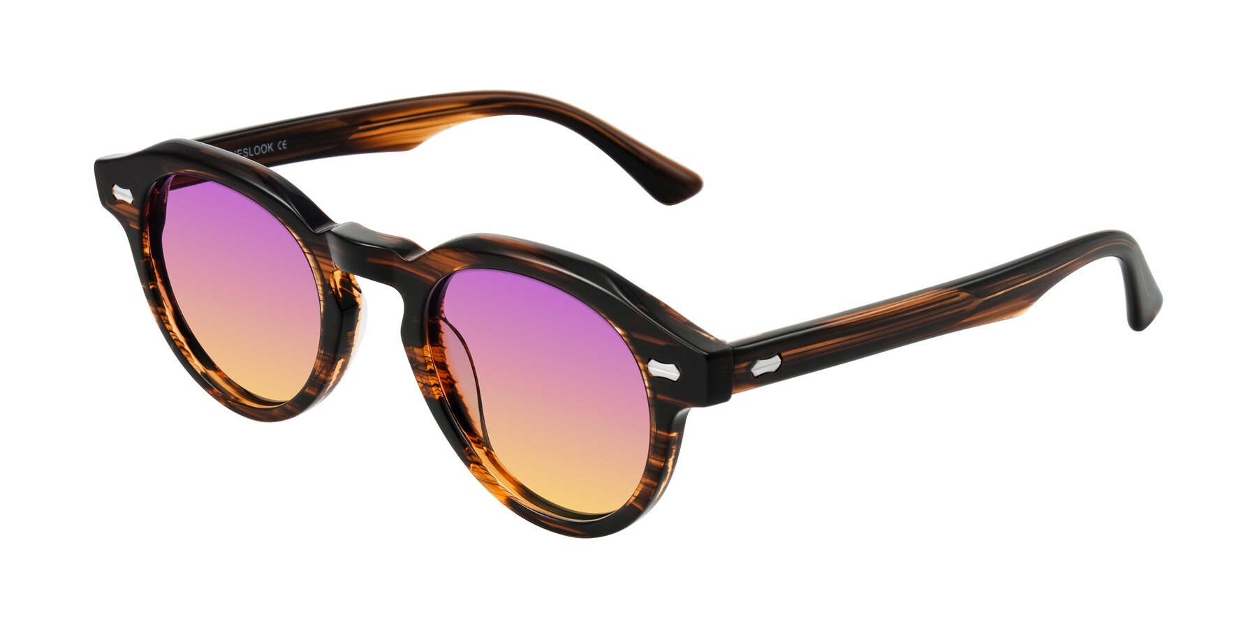 Angle of Aloul in Brown Striped with Purple / Yellow Gradient Lenses