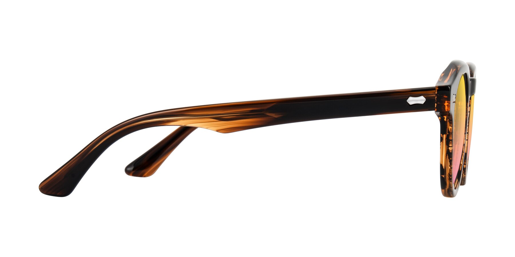 Side of Aloul in Brown Striped with Yellow / Pink Gradient Lenses