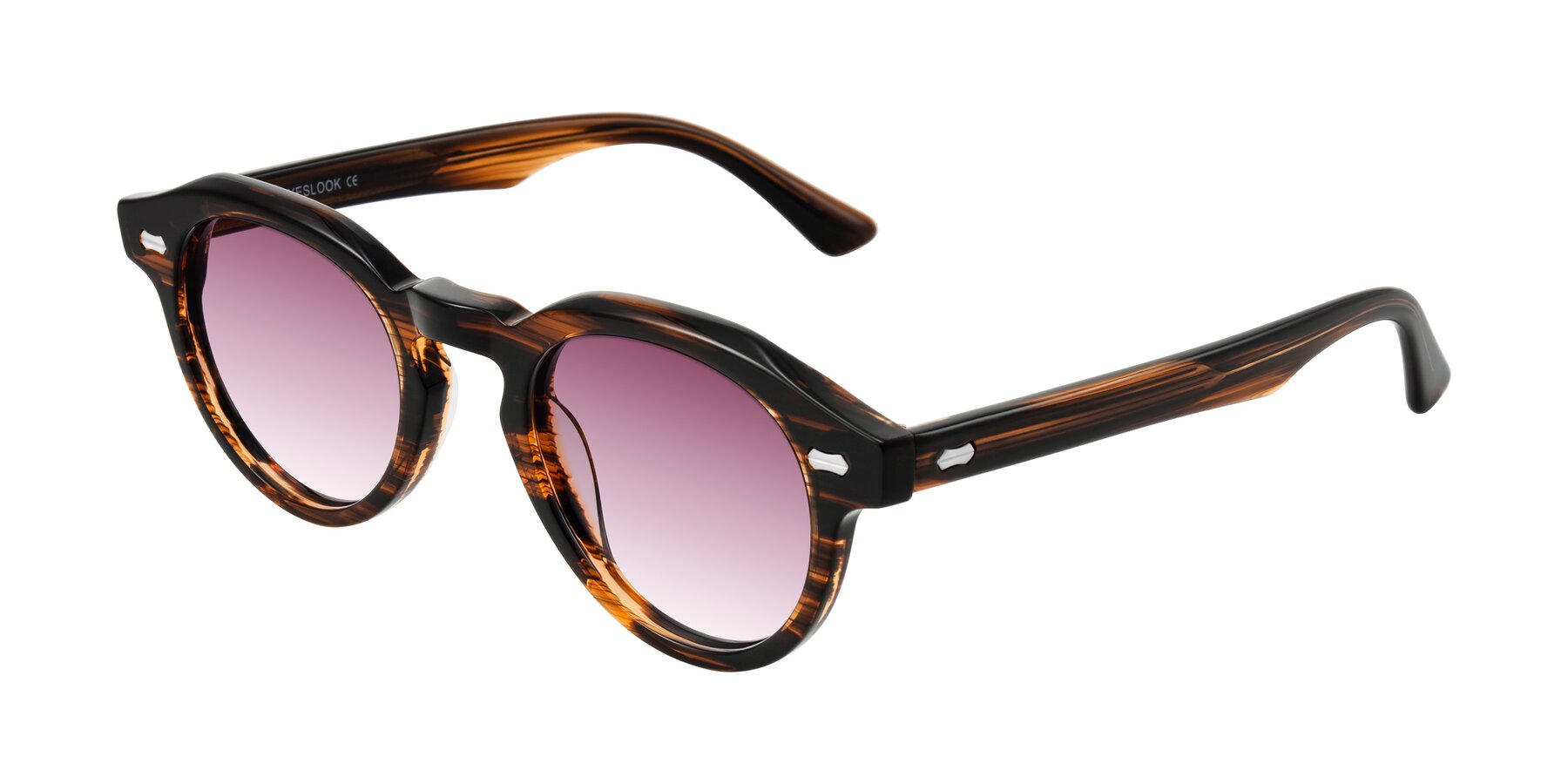 Angle of Aloul in Brown Striped with Wine Gradient Lenses
