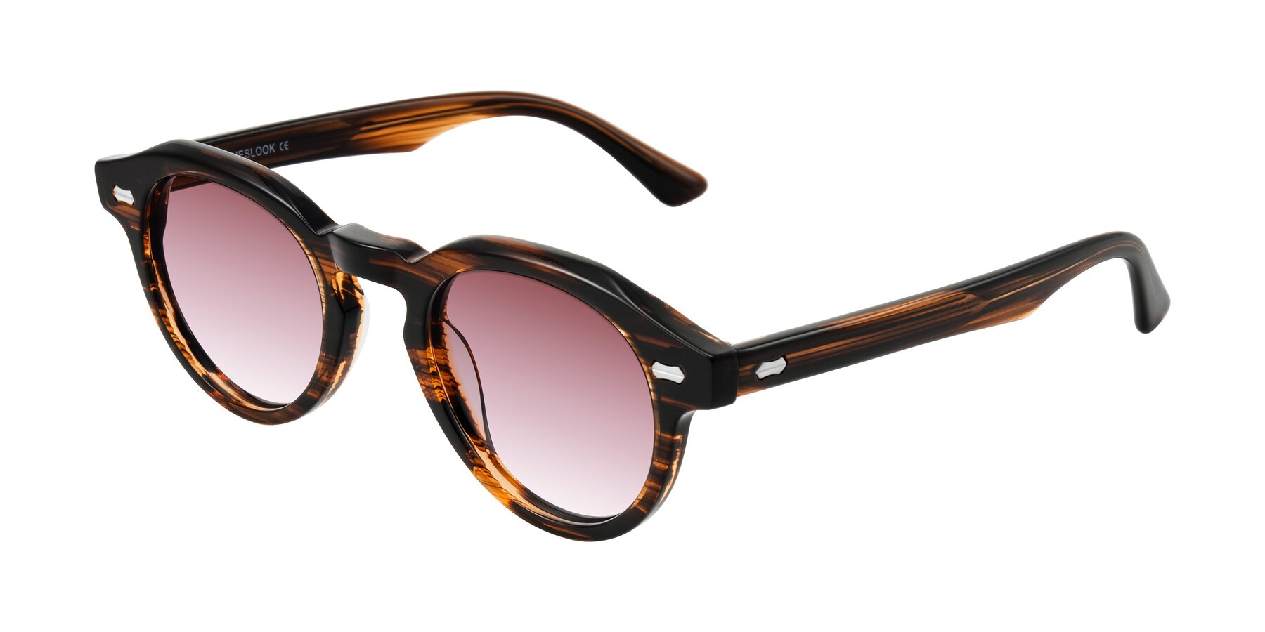 Angle of Aloul in Brown Striped with Garnet Gradient Lenses