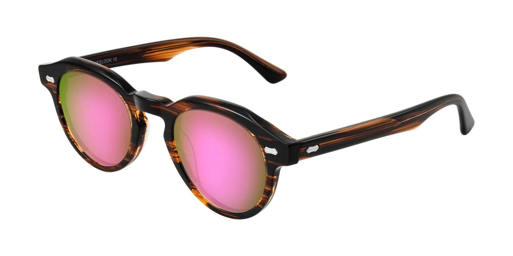 Angle of Aloul in Brown Striped with Pink Mirrored Lenses