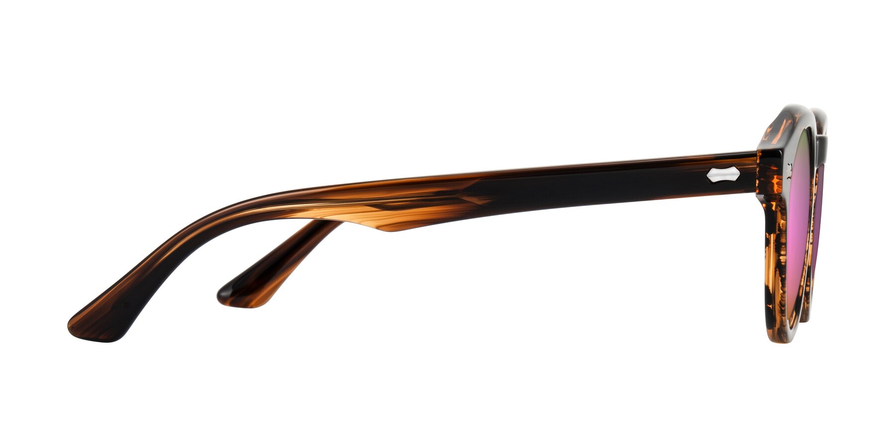 Side of Aloul in Brown Striped with Pink Mirrored Lenses